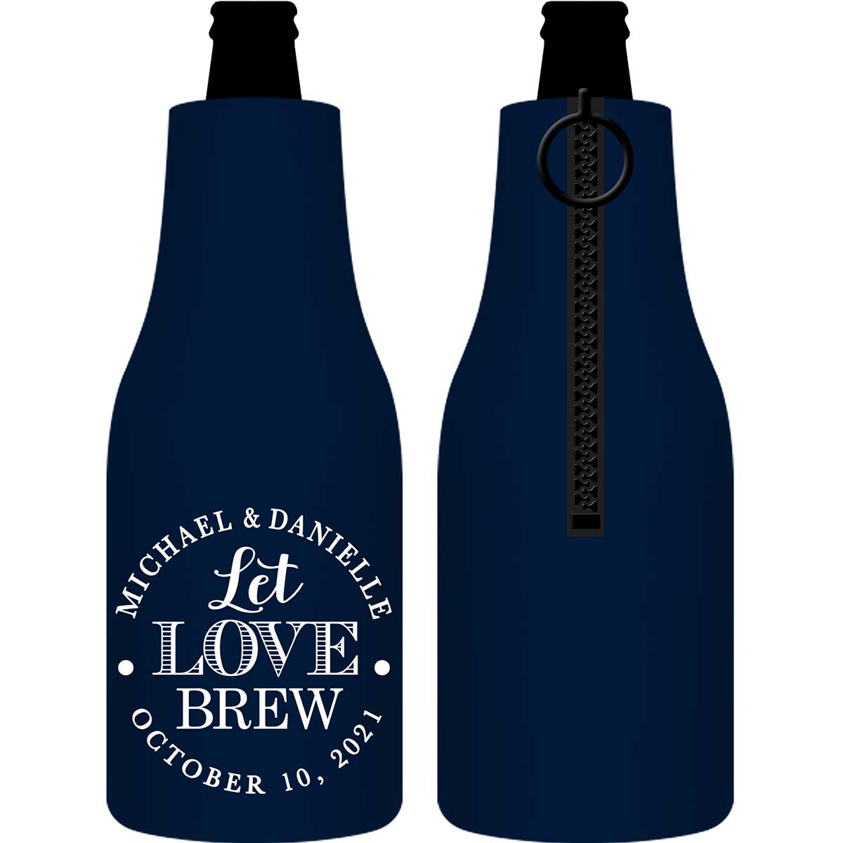 Let Love Brew 3A Foldable Zippered Bottle Koozies Wedding Gifts for Guests