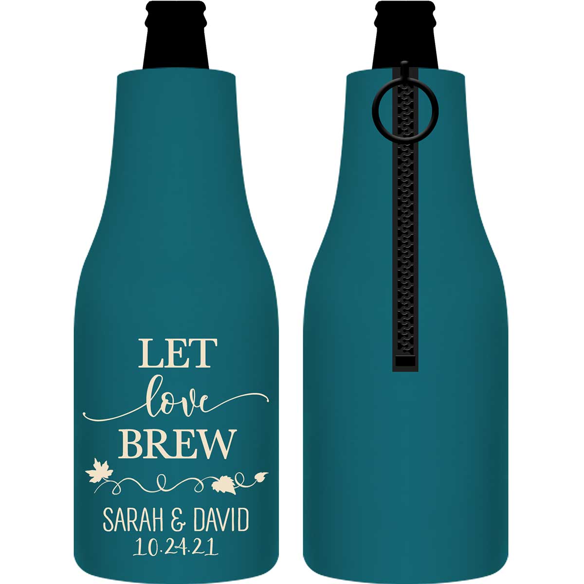 Let Love Brew 4A Foldable Zippered Bottle Koozies Wedding Gifts for Guests