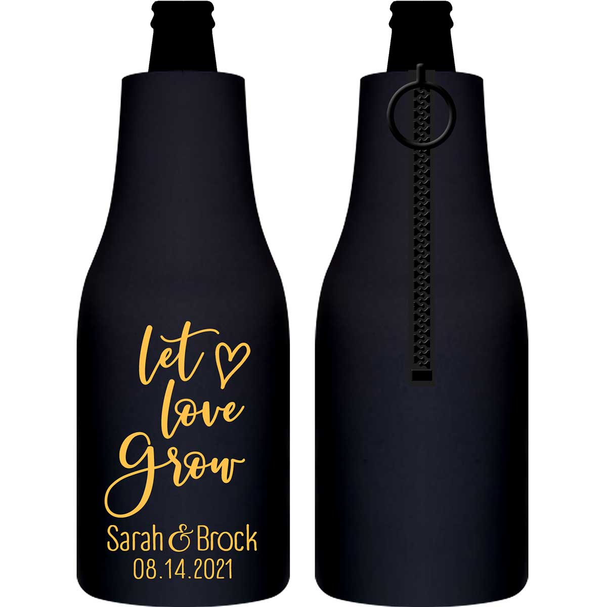 Let Love Grow 1A Foldable Zippered Bottle Koozies Wedding Gifts for Guests