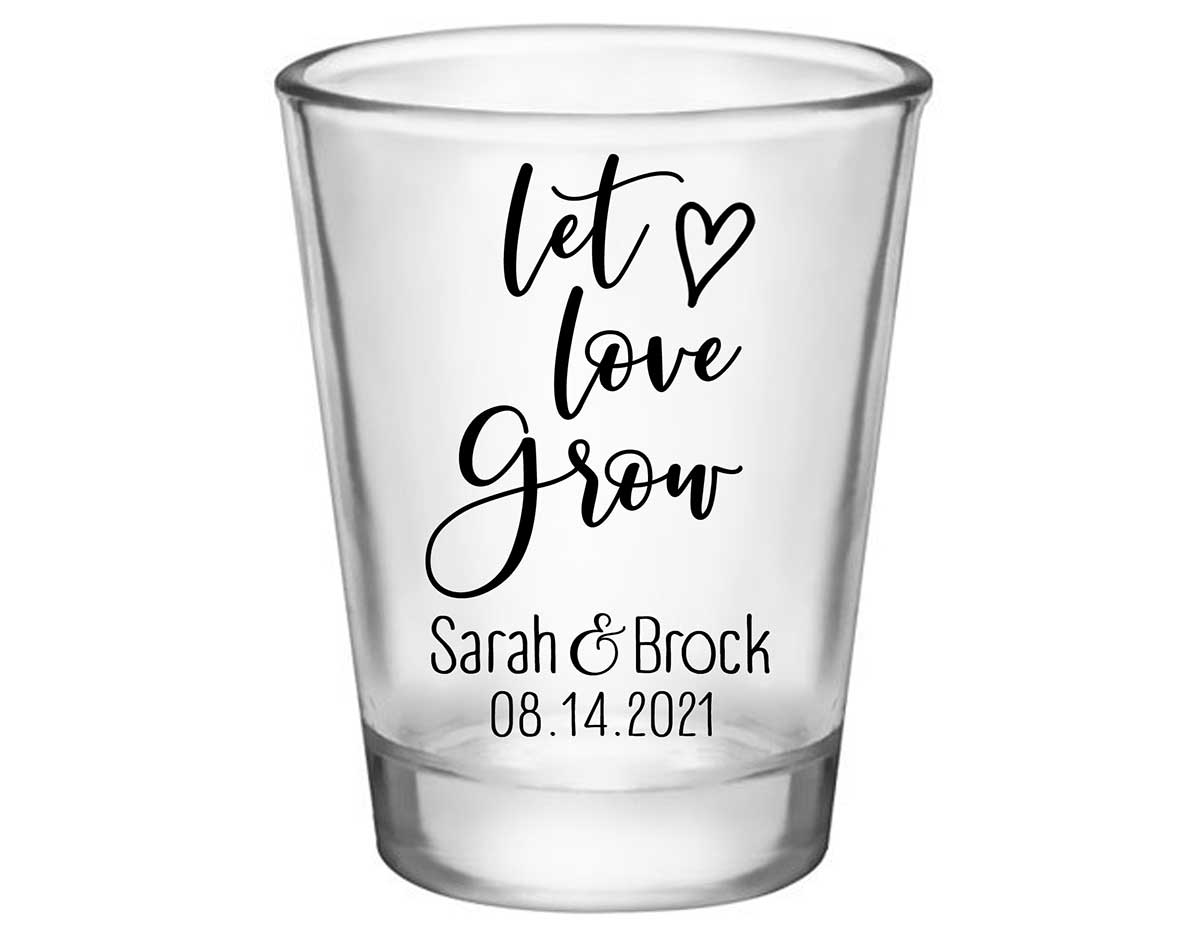 Let Love Grow 1A Standard 1.75oz Clear Shot Glasses Spring Wedding Gifts for Guests
