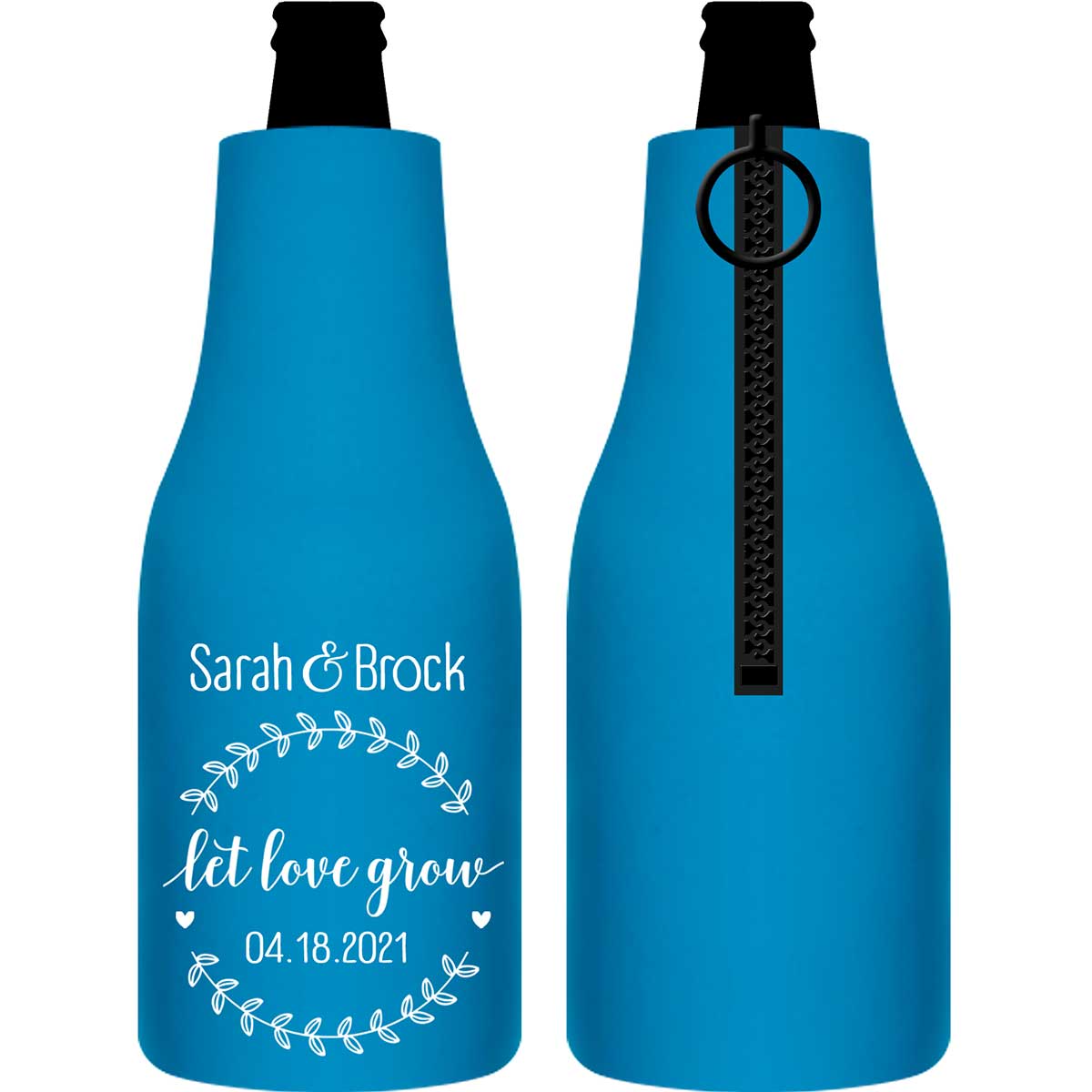 Let Love Grow 2A Foldable Zippered Bottle Koozies Wedding Gifts for Guests