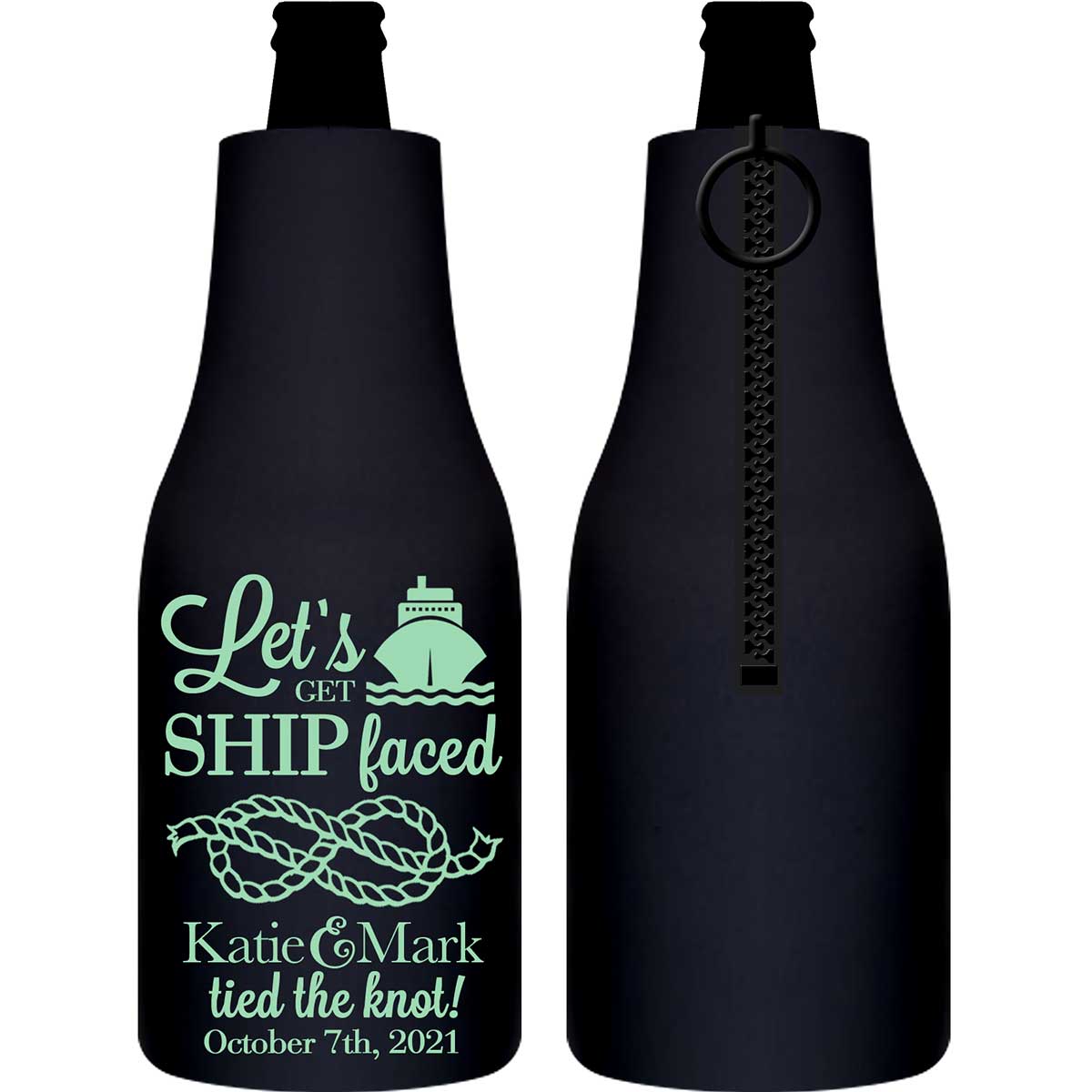Let's Get Ship Faced 1A Foldable Zippered Bottle Koozies Wedding Gifts for Guests