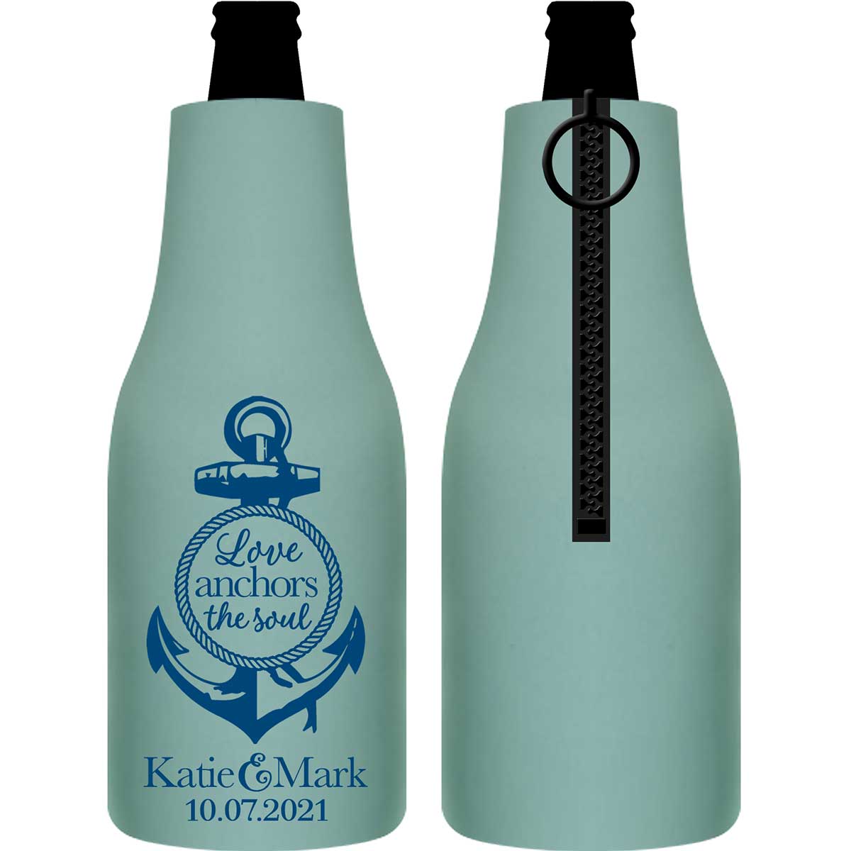 Love Anchors The Soul 1A Foldable Zippered Bottle Koozies Wedding Gifts for Guests