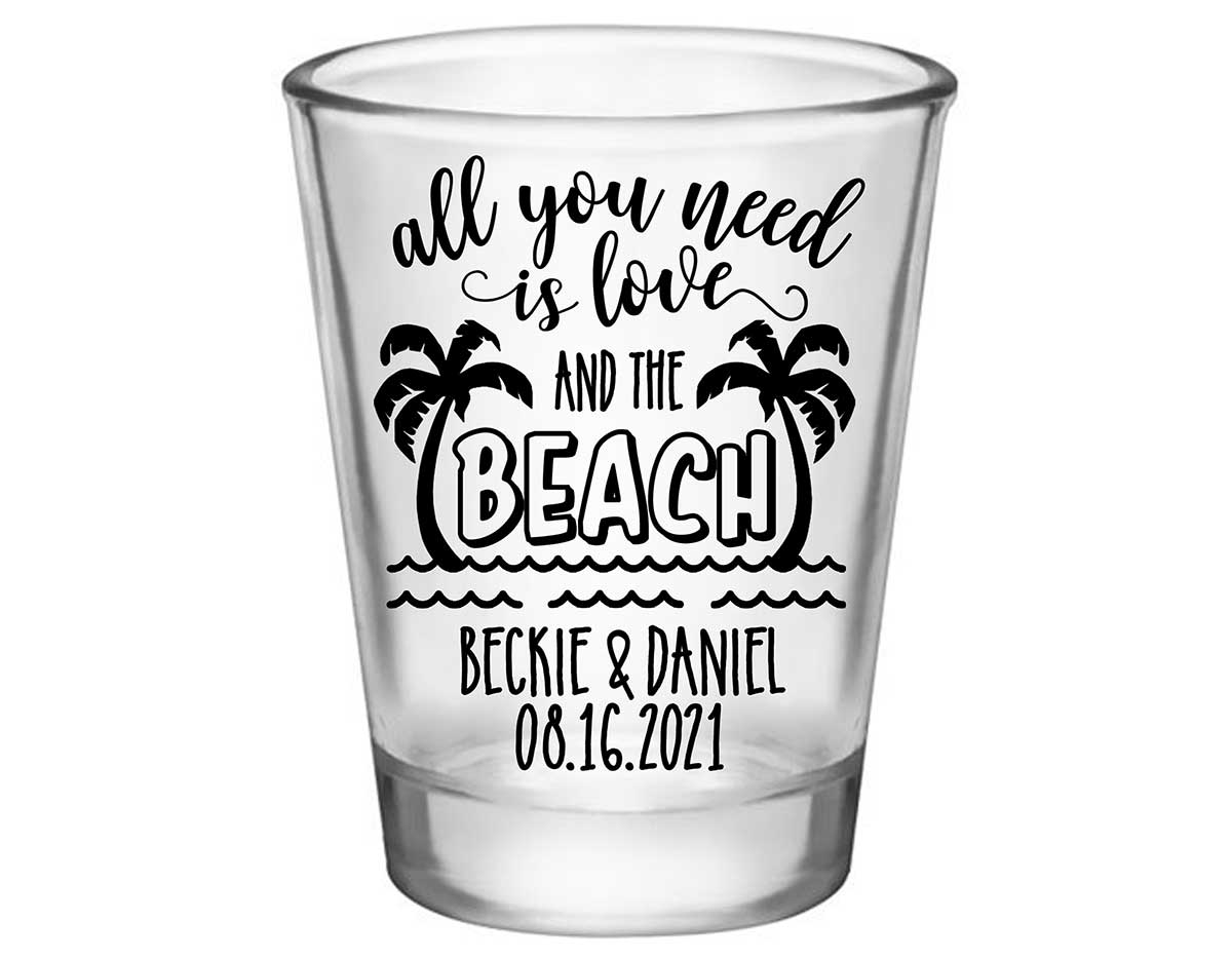 Love And The Beach 1A Standard 1.75oz Clear Shot Glasses Summer Wedding Gifts for Guests