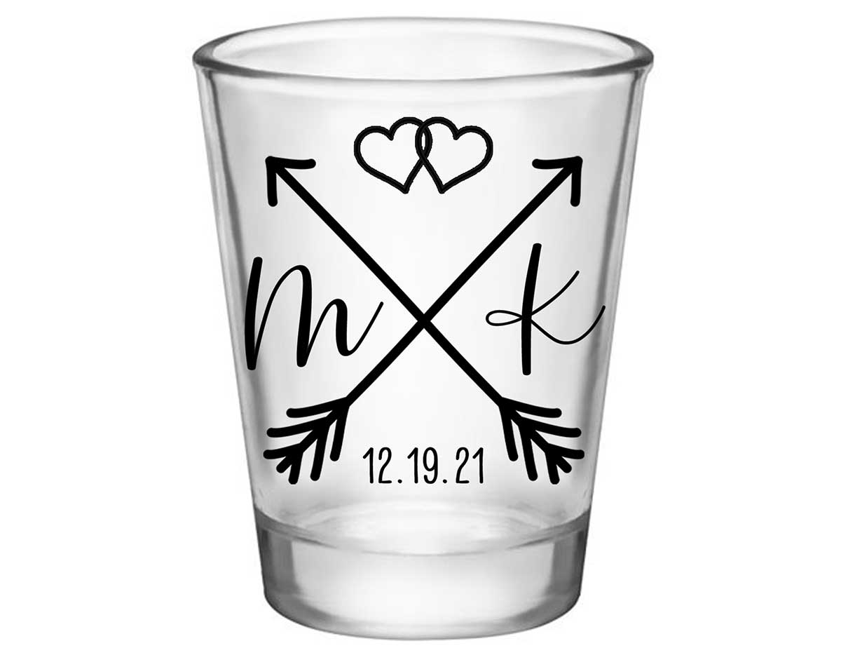 Love Arrows 1A Classic Standard 1.75oz Clear Shot Glasses Boho Wedding Gifts for Guests
