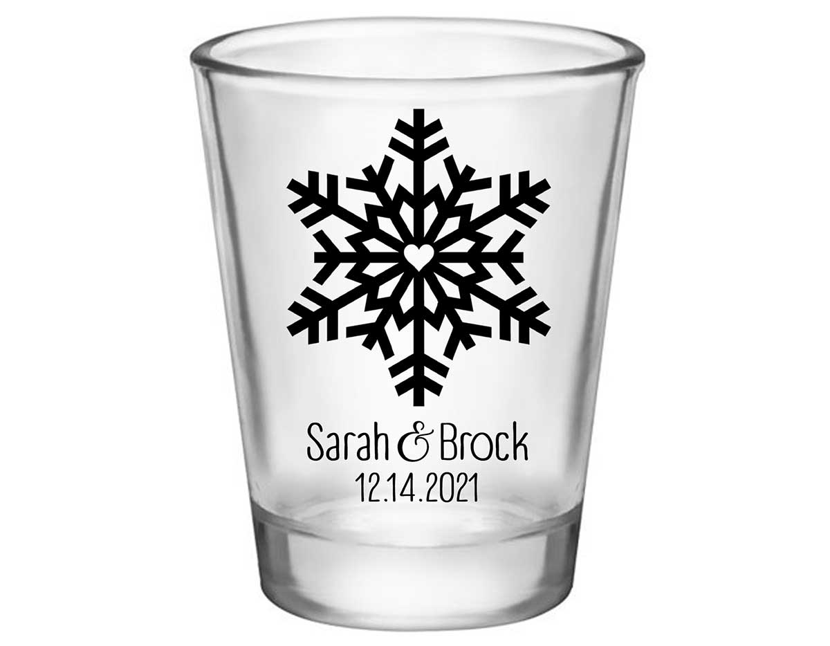 Love Snowflake 1A Standard 1.75oz Clear Shot Glasses Winter Wedding Gifts for Guests