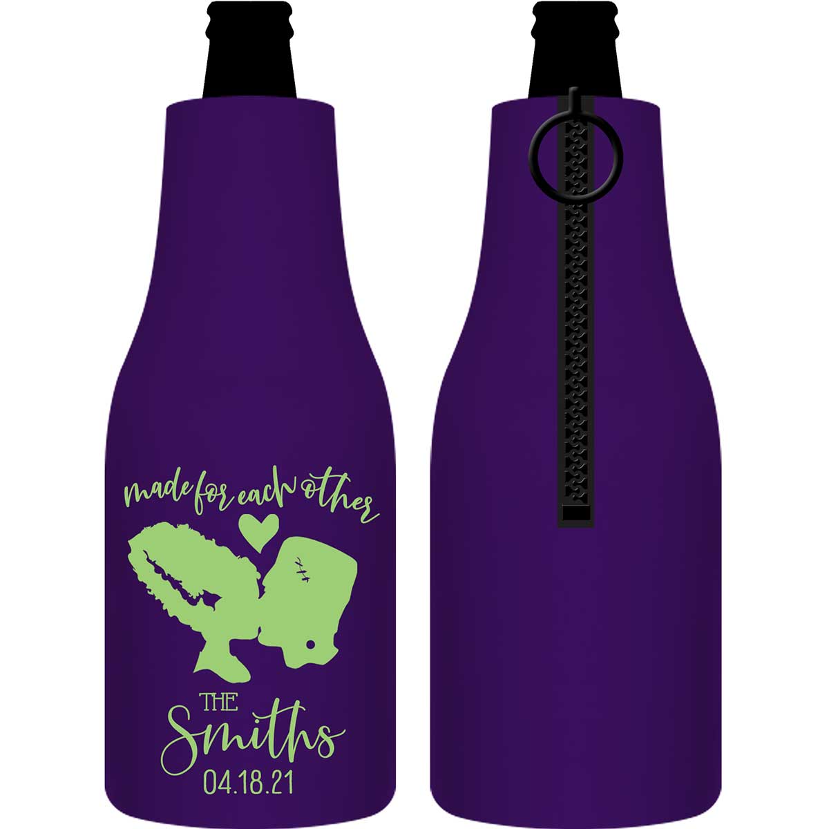 Made For Each Other 1A Frankenstein Foldable Zippered Bottle Koozies Wedding Gifts for Guests