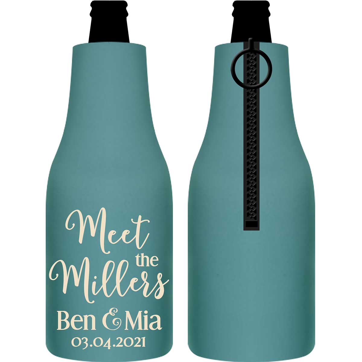 Meet The Mr & Mrs 1A Foldable Zippered Bottle Koozies Wedding Gifts for Guests