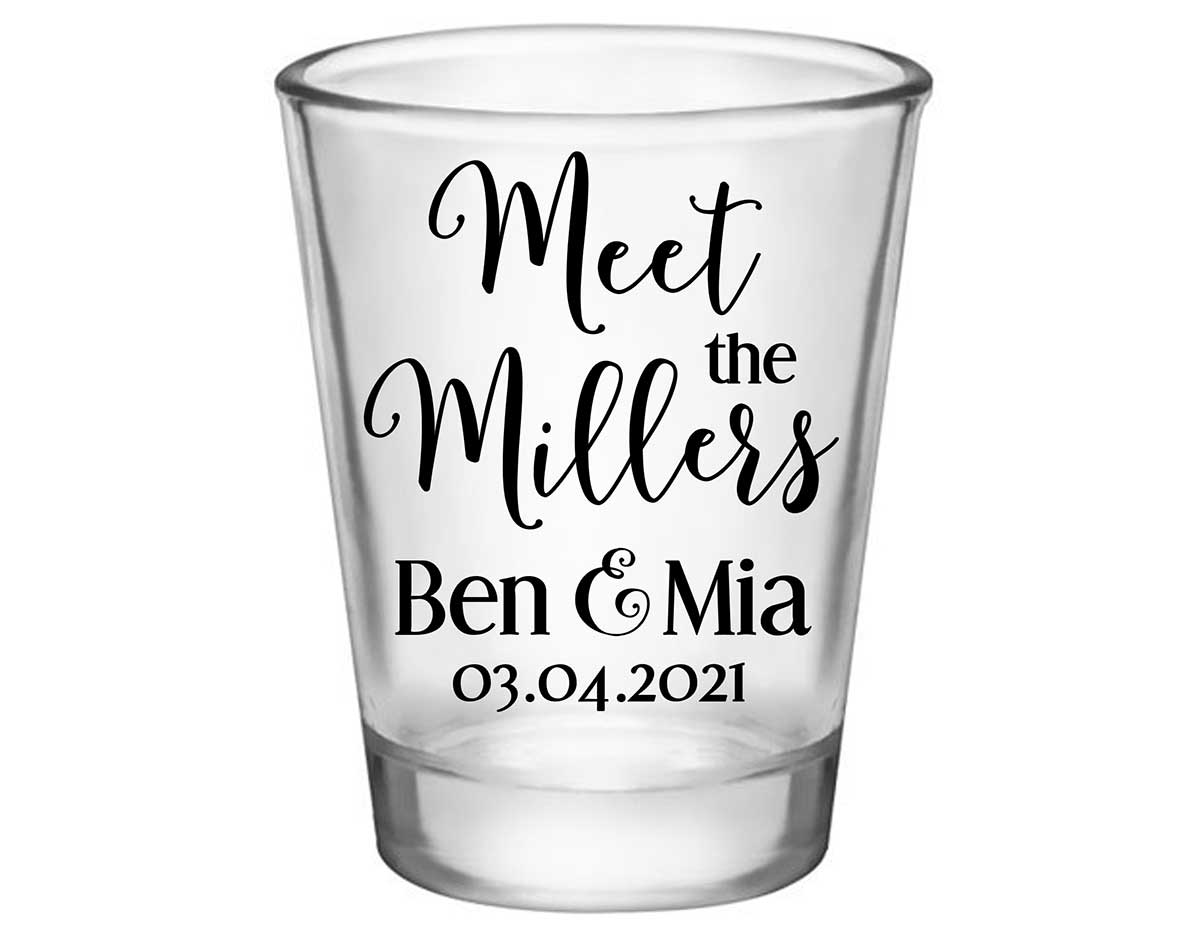 Meet The Mr & Mrs 1A Standard 1.75oz Clear Shot Glasses Cute Wedding Gifts for Guests