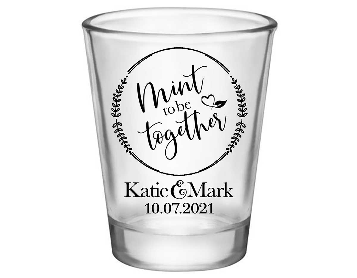 Mint To Be Together 1A Standard 1.75oz Clear Shot Glasses Cute Wedding Gifts for Guests