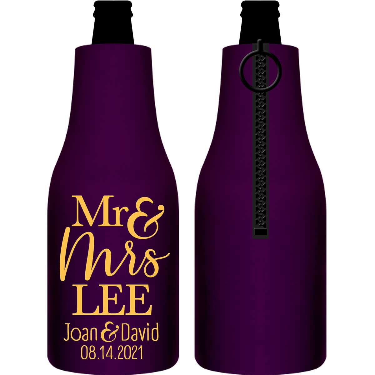 Mr & Mrs 3A Foldable Zippered Bottle Koozies Wedding Gifts for Guests