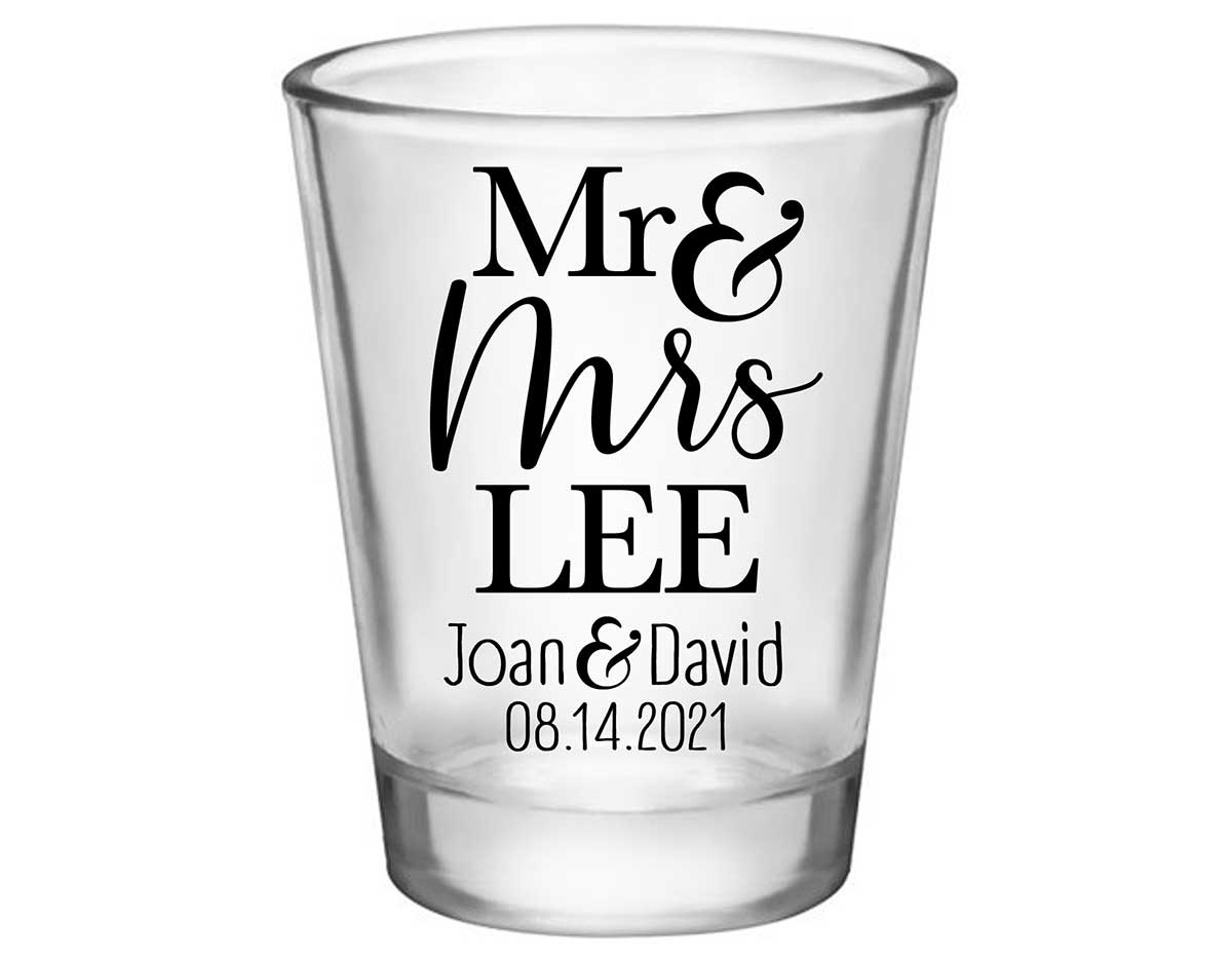 Mr & Mrs 3A Standard 1.75oz Clear Shot Glasses Personalized Wedding Gifts for Guests