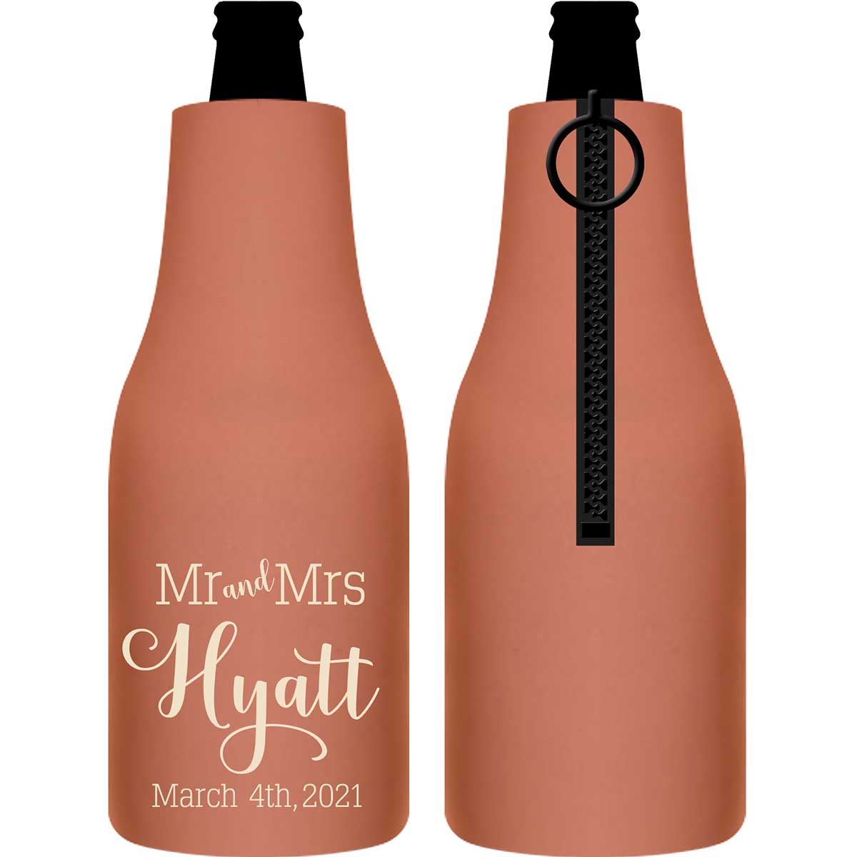 Mr & Mrs 4A Foldable Zippered Bottle Koozies Wedding Gifts for Guests