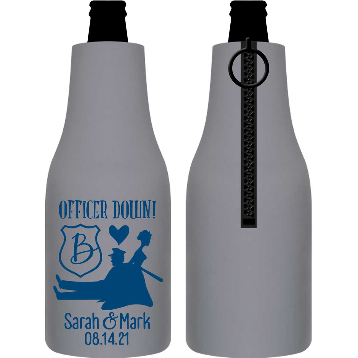 Officer Down 1A Policeman Wedding Foldable Zippered Bottle Koozies Wedding Gifts for Guests