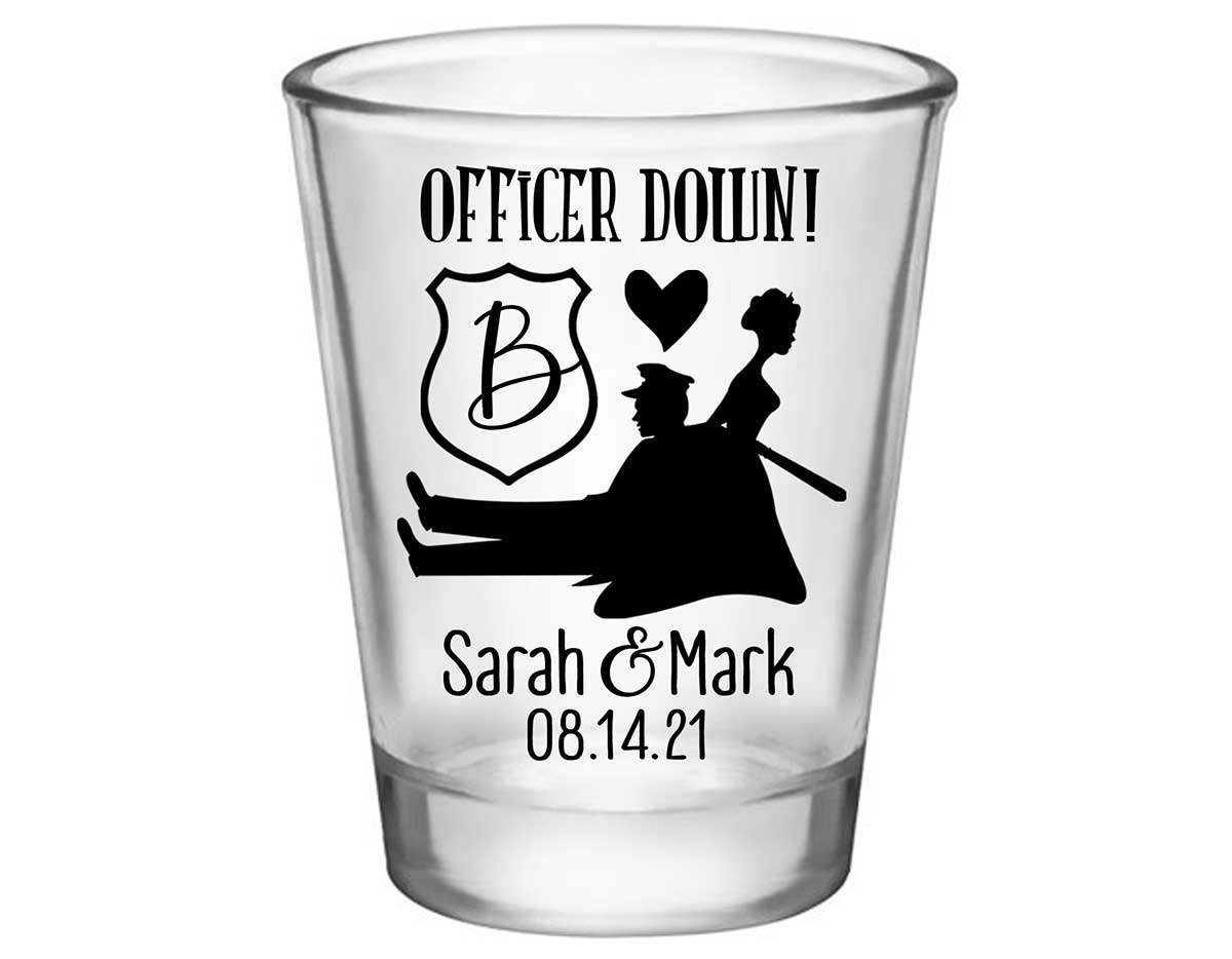 Officer Down 1A Policeman Wedding Standard 1.75oz Clear Shot Glasses Cop Wedding Gifts for Guests