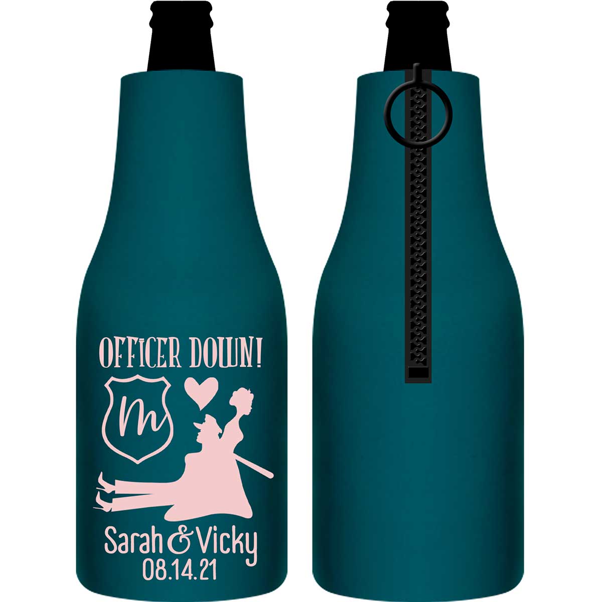 Officer Down 2A Lesbian Cop Wedding Foldable Zippered Bottle Koozies Wedding Gifts for Guests