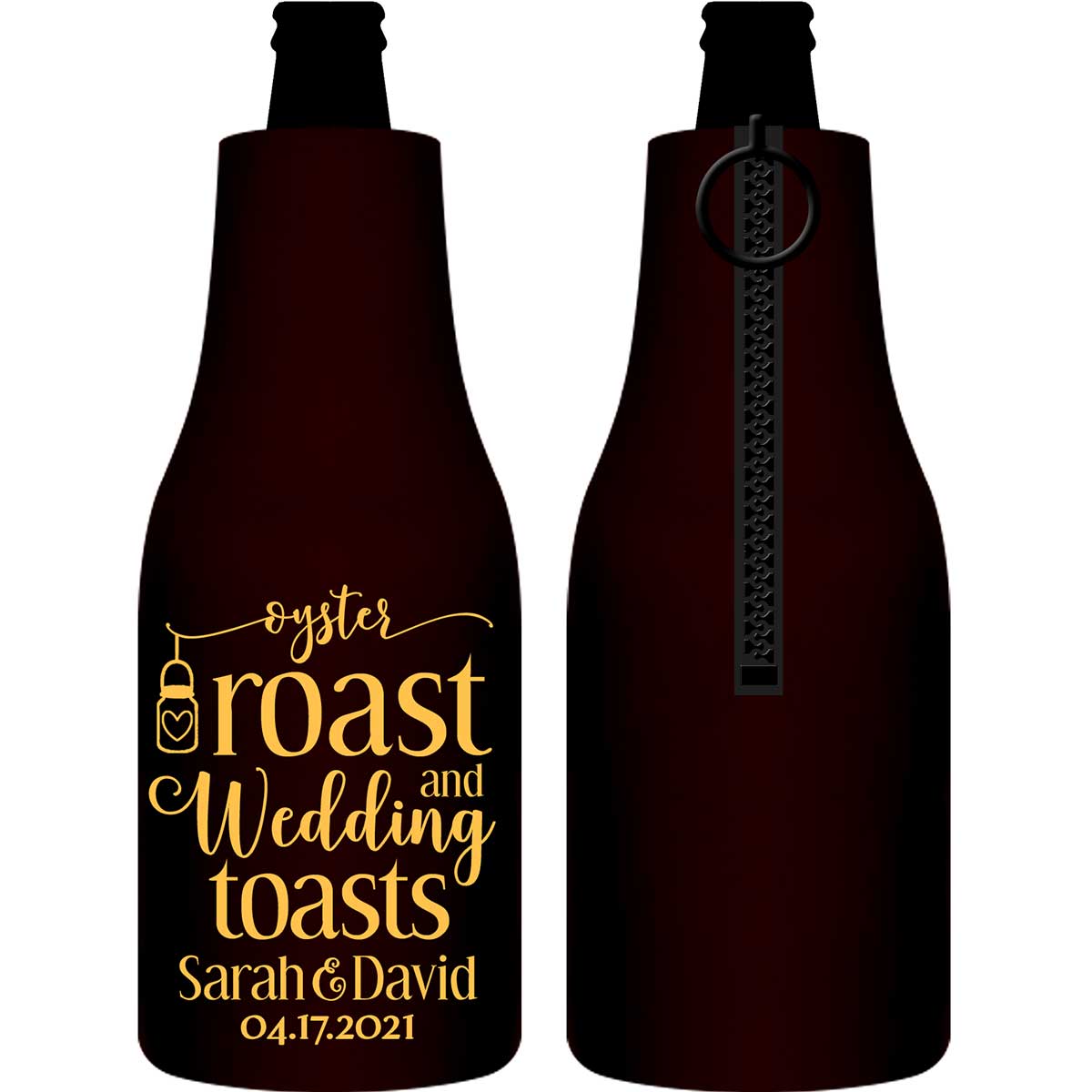 Oyster Roast & Wedding Toasts 1A Foldable Zippered Bottle Koozies Wedding Gifts for Guests