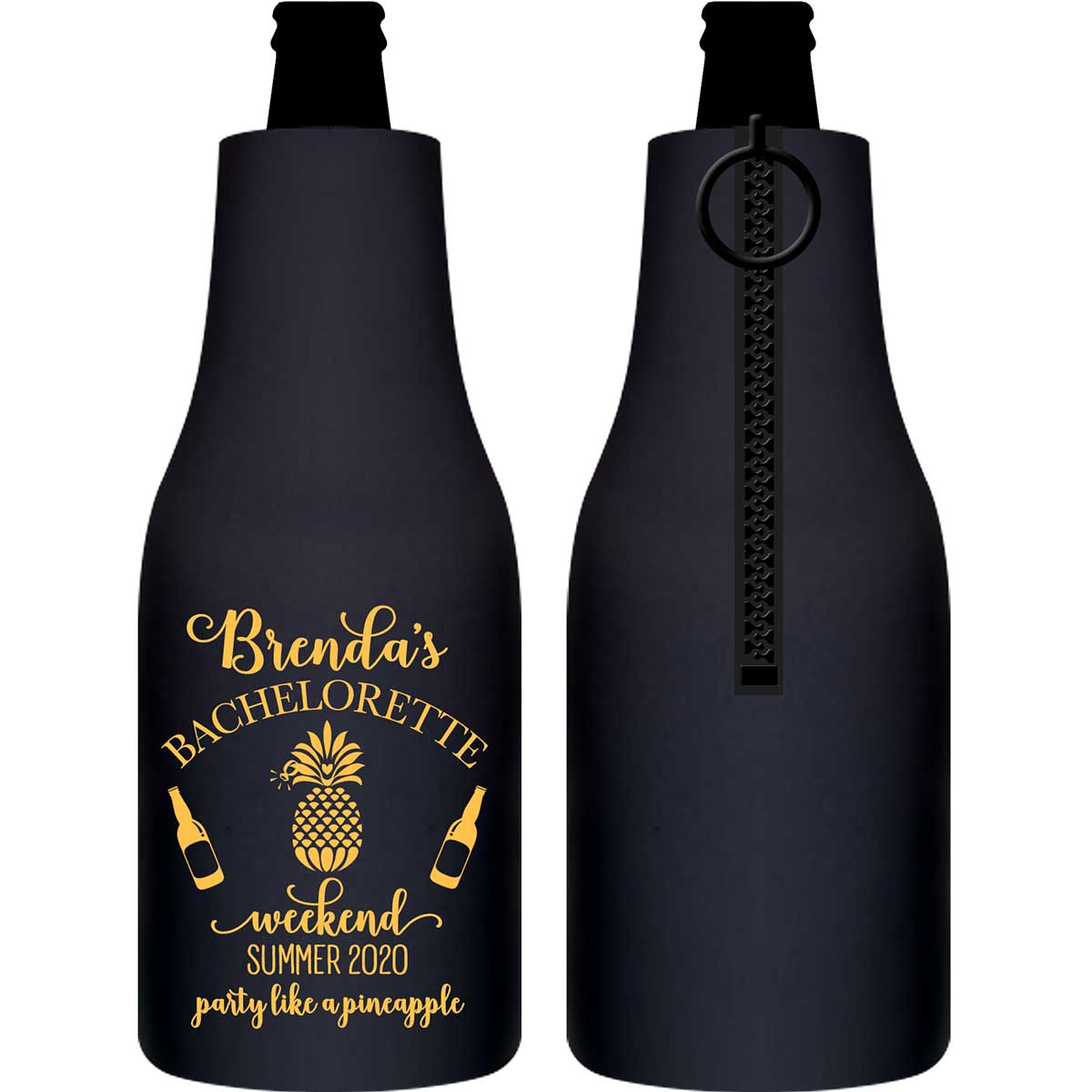 Party Like A Pineapple 1A Foldable Zippered Bottle Koozies Bachelorette Party Gifts for Guests