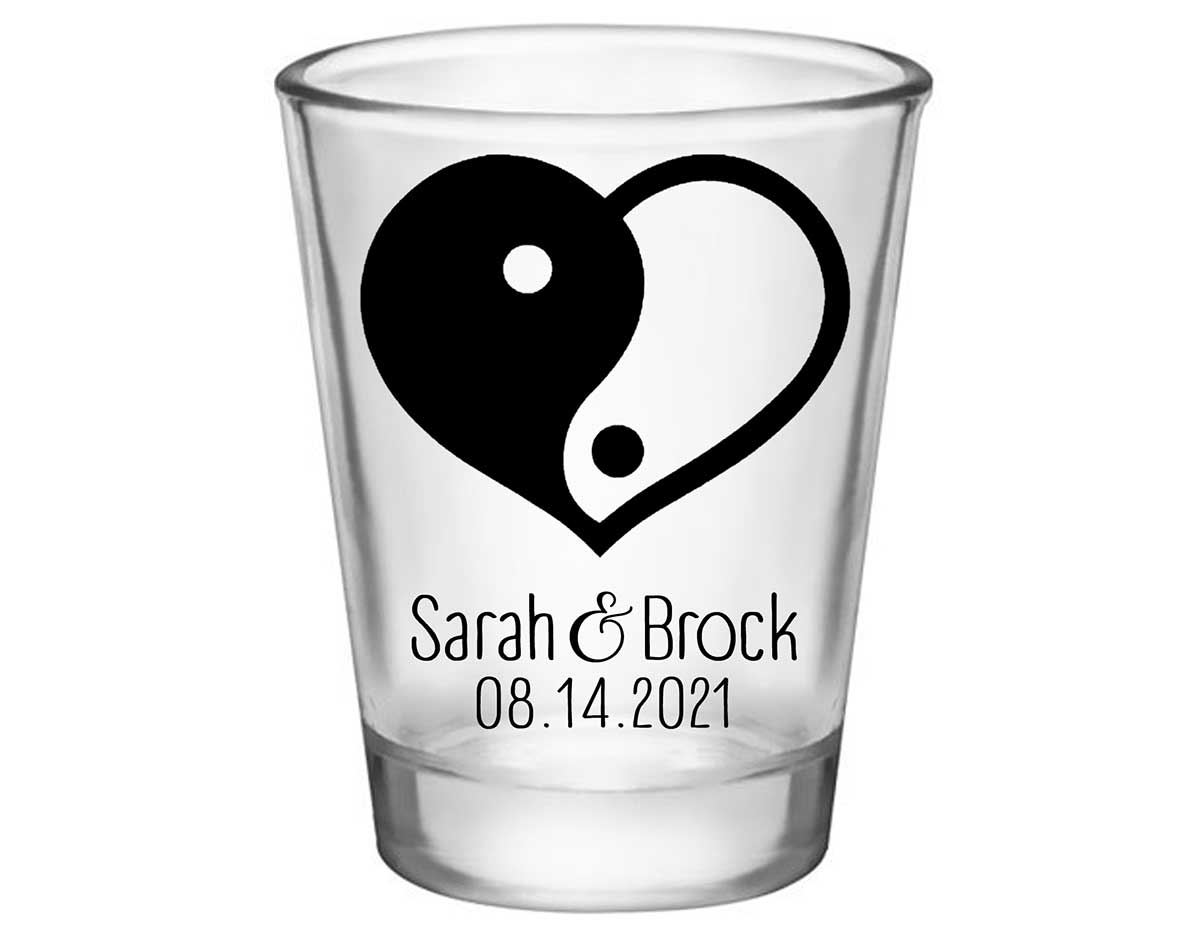 Perfect Half 1A Yin Yang Standard 1.75oz Clear Shot Glasses Zen Wedding Gifts for Guests