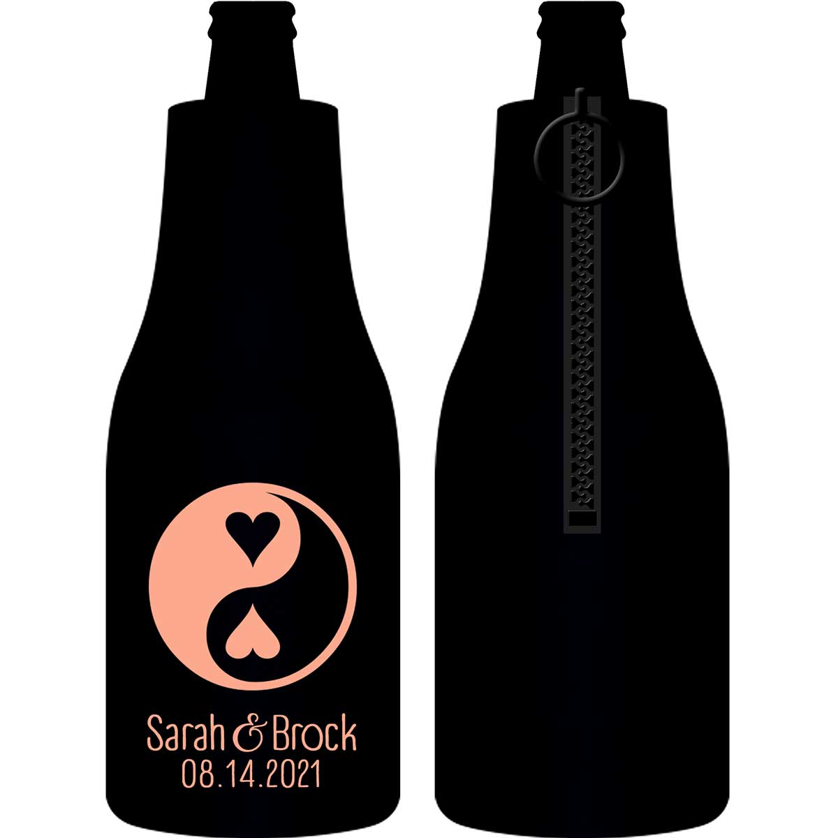 Perfect Half 1B Yin Yang Foldable Zippered Bottle Koozies Wedding Gifts for Guests