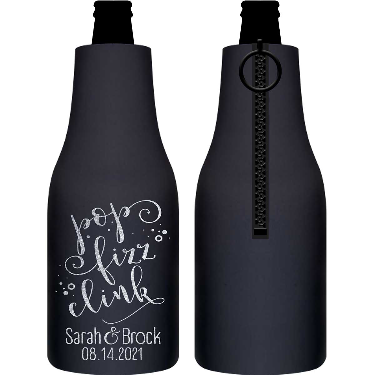 Pop Fizz Clink 1A Foldable Zippered Bottle Koozies Wedding Gifts for Guests