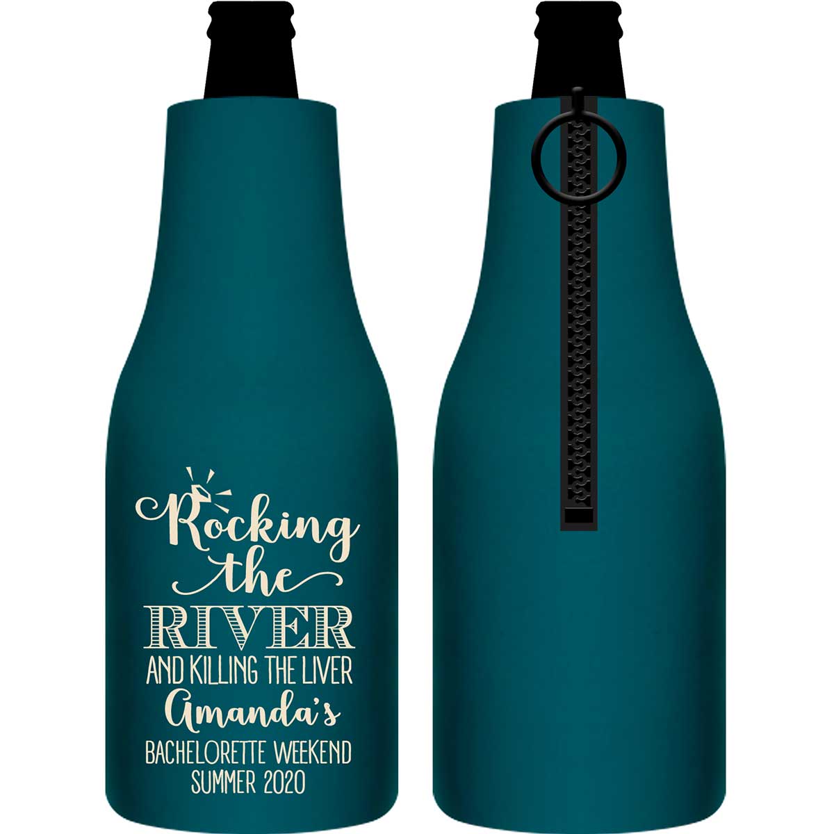 Rocking The River & Killing The Liver 1A Foldable Zippered Bottle Koozies Bachelorette Party Gifts for Guests