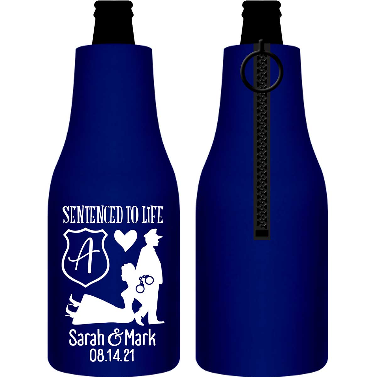Sentenced To Life 1B Policeman Wedding Foldable Zippered Bottle Koozies Wedding Gifts for Guests