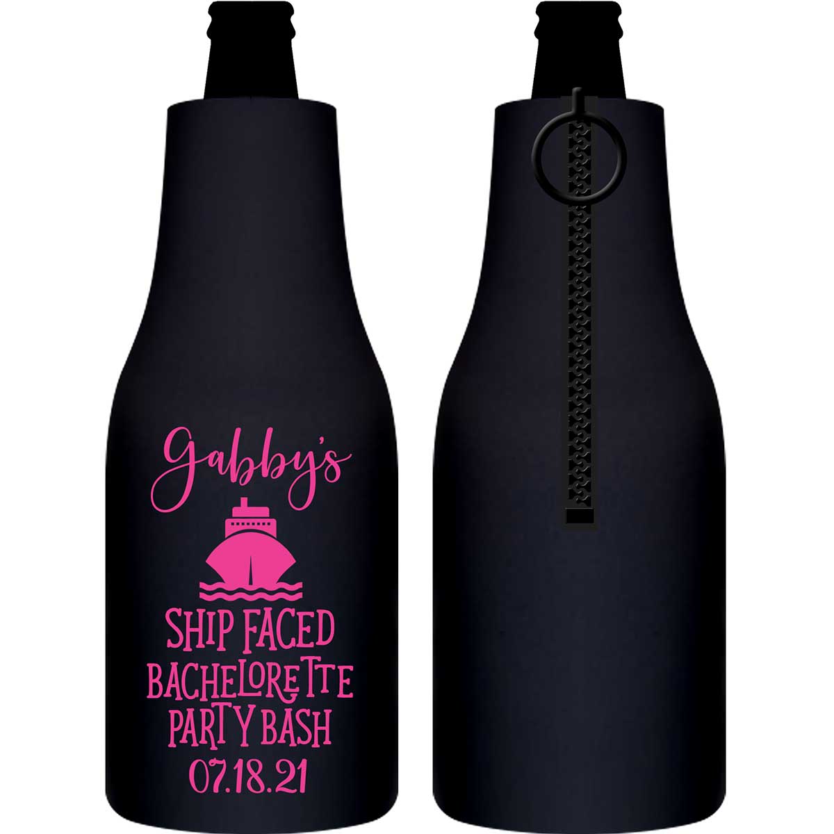 Ship Faced Nautical Bachelorette 1A Foldable Zippered Bottle Koozies Bachelorette Party Gifts for Guests