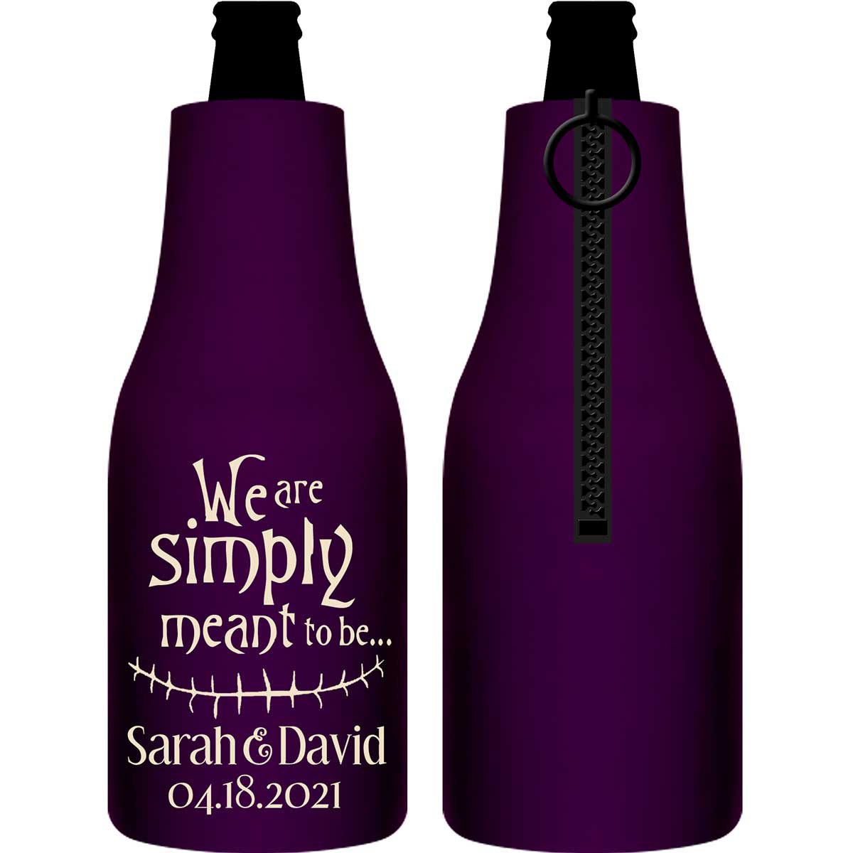 Simply Meant To Be 1A Foldable Zippered Bottle Koozies Wedding Gifts for Guests