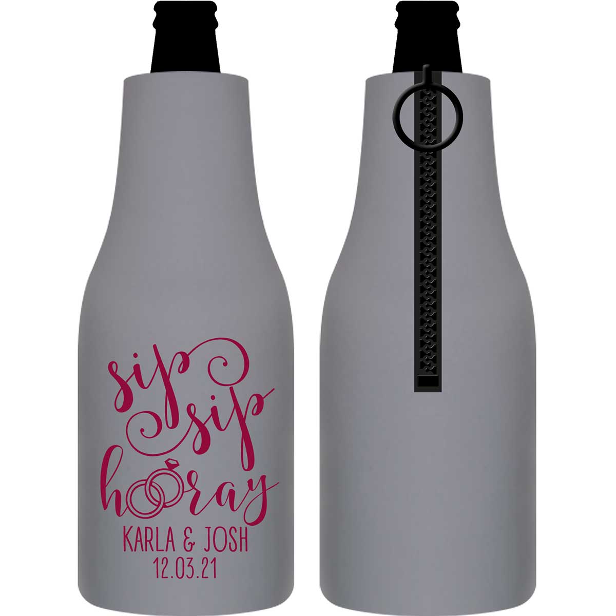 Sip Sip Hooray 1B Foldable Zippered Bottle Koozies Wedding Gifts for Guests