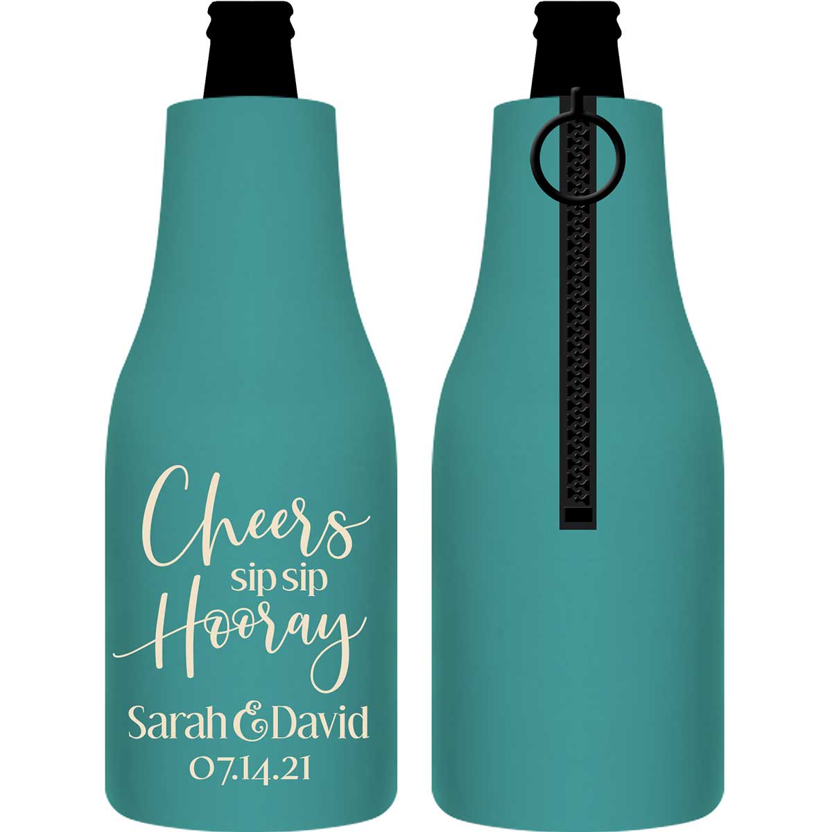 Sip Sip Hooray 2A Foldable Zippered Bottle Koozies Wedding Gifts for Guests