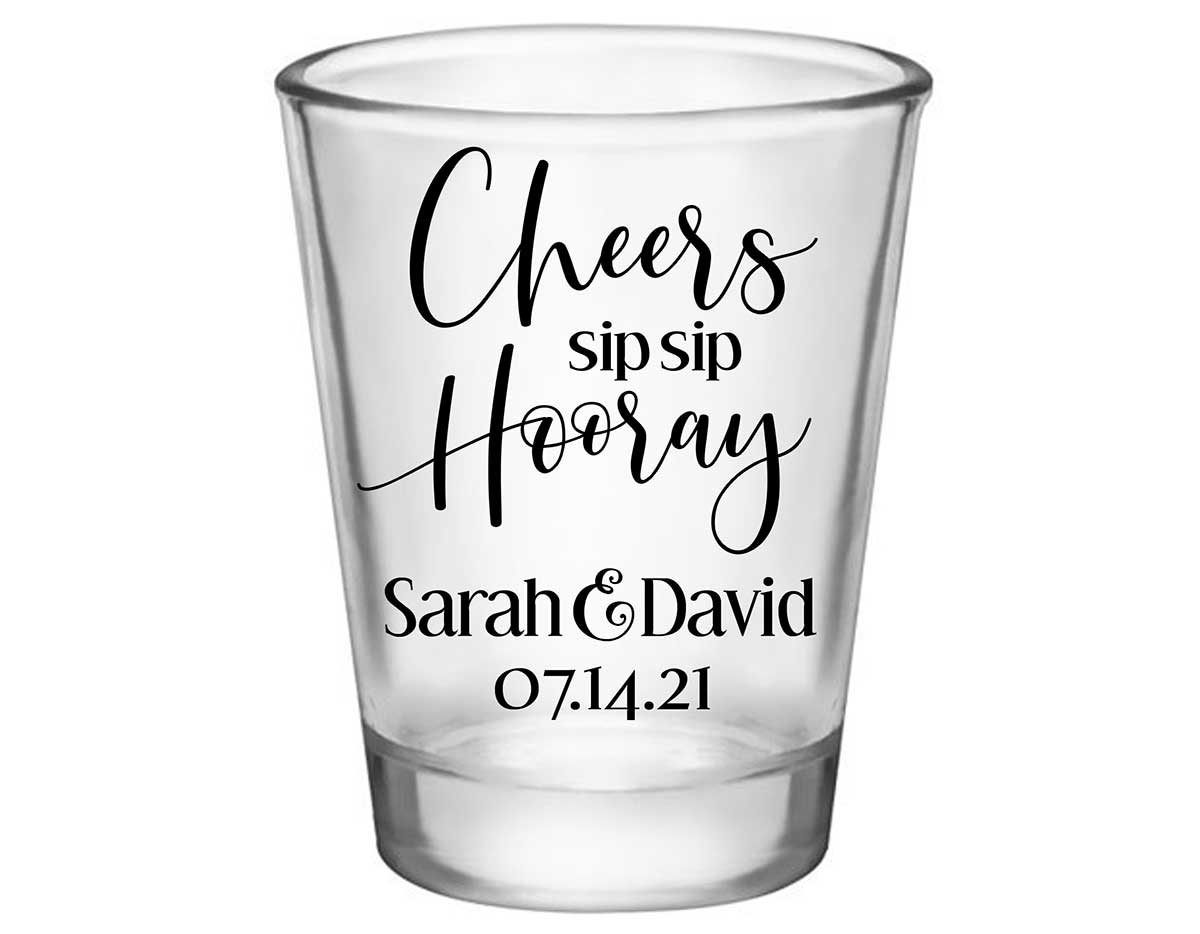 Sip Sip Hooray 2A Standard 1.75oz Clear Shot Glasses Personalized Wedding Gifts for Guests