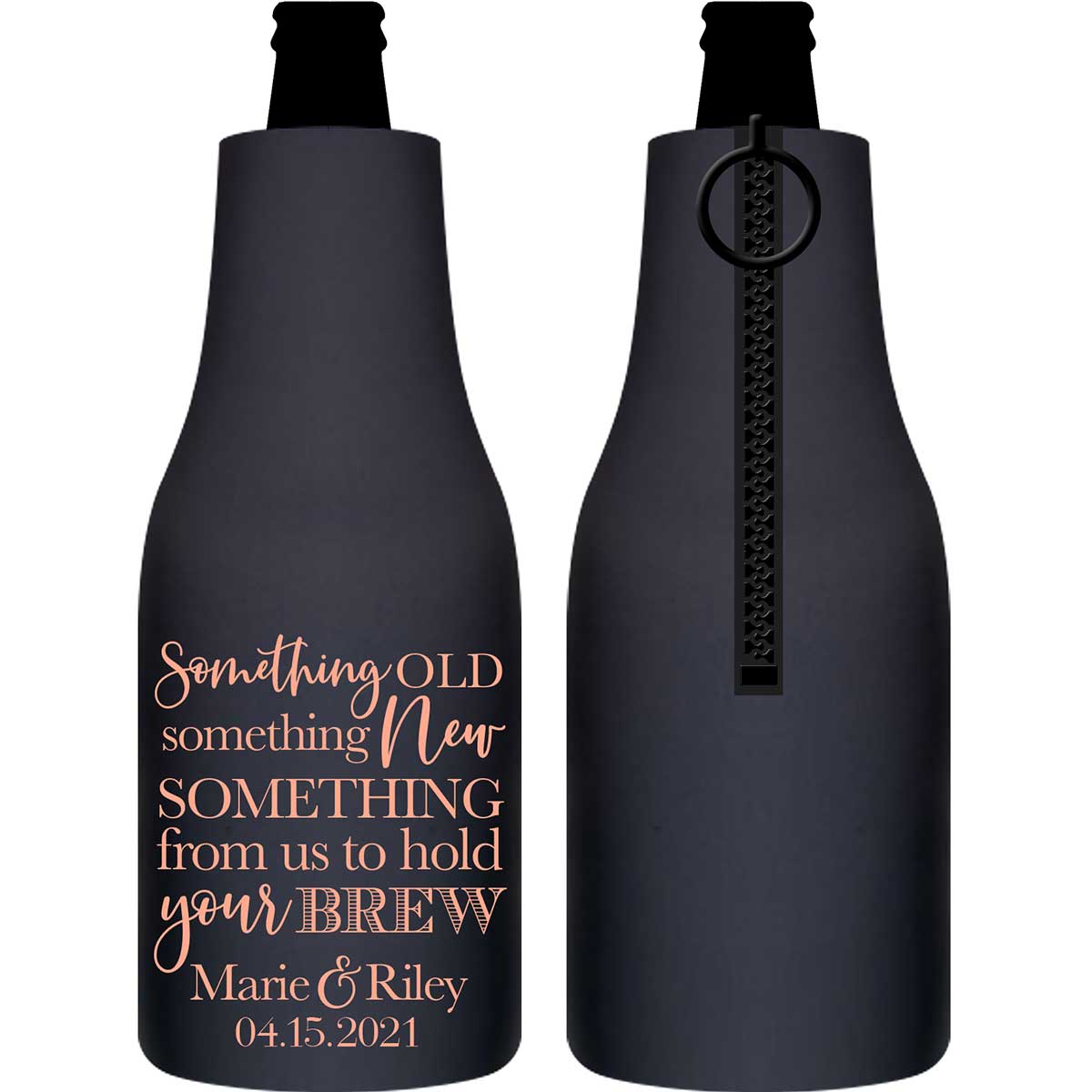 Something Old Something New 1A Foldable Zippered Bottle Koozies Wedding Gifts for Guests