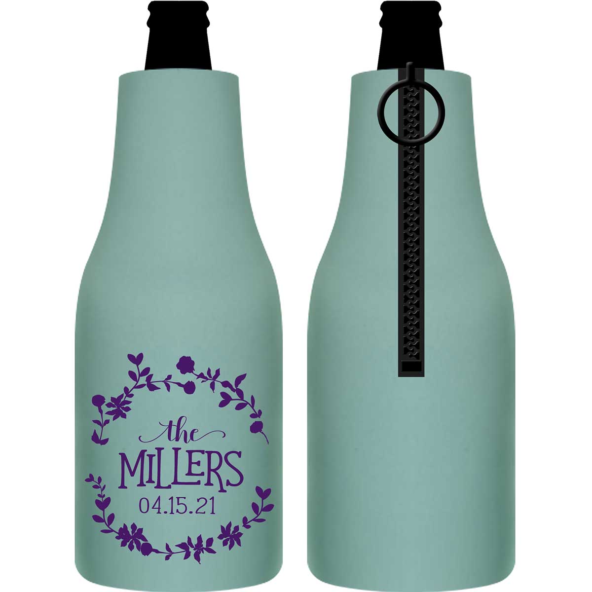 Spring Love 1A Floral Foldable Zippered Bottle Koozies Wedding Gifts for Guests
