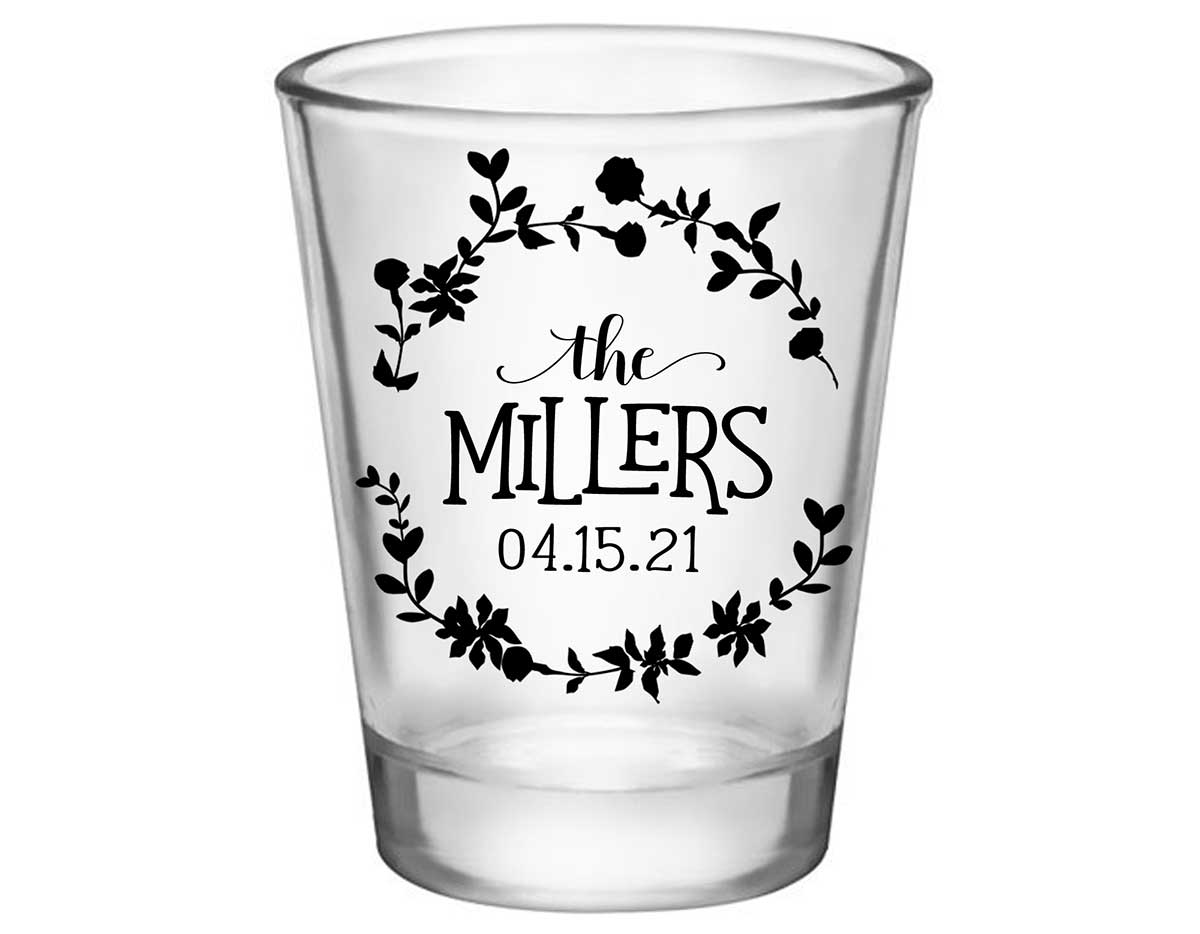 Spring Love 1A Floral Standard 1.75oz Clear Shot Glasses Floral Wedding Gifts for Guests