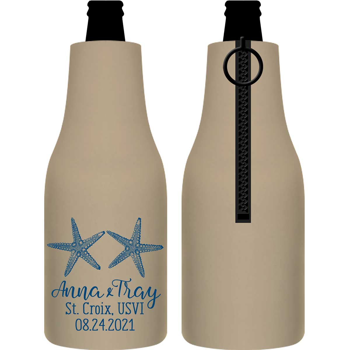 Starfish 1A Foldable Zippered Bottle Koozies Wedding Gifts for Guests