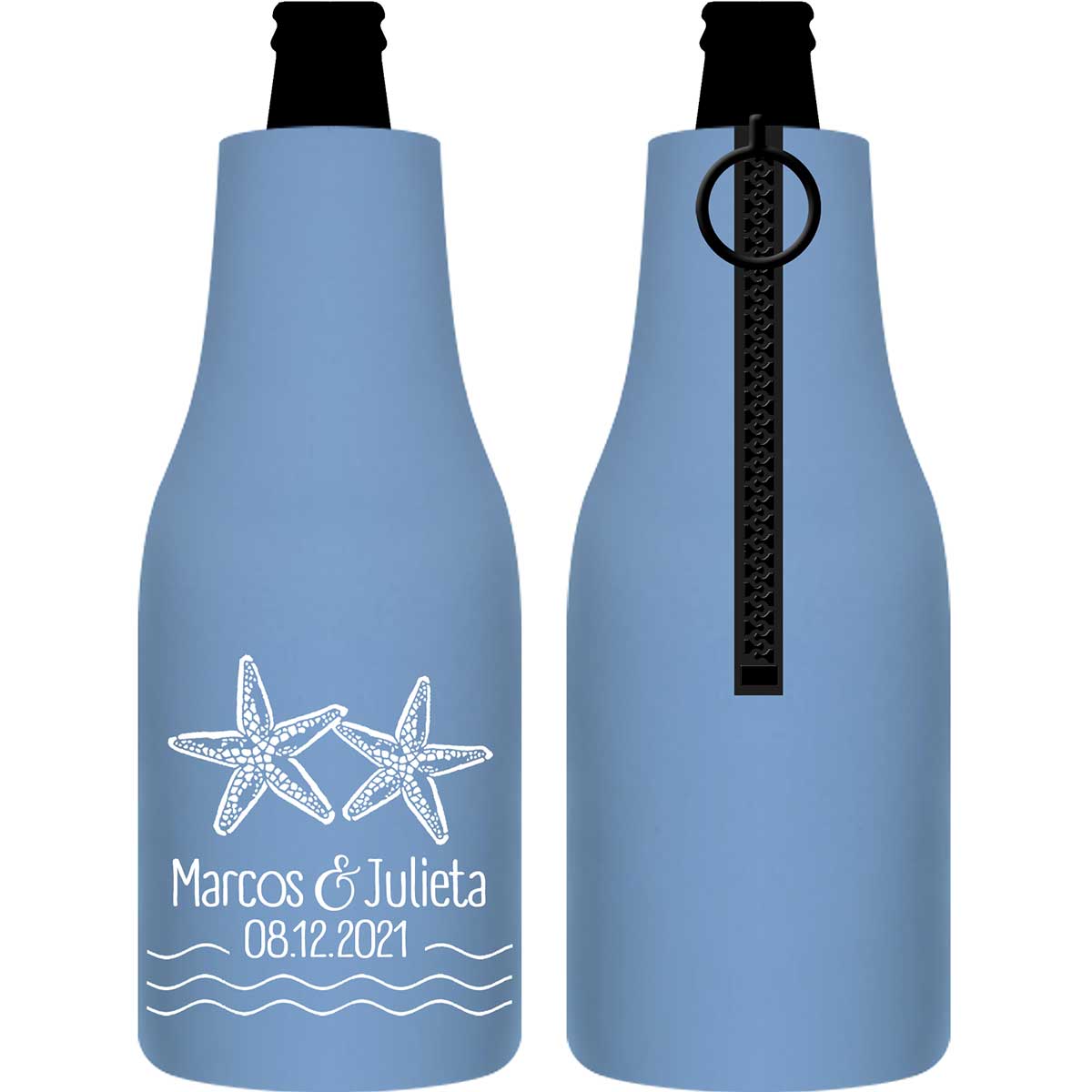Starfish 2A Foldable Zippered Bottle Koozies Wedding Gifts for Guests