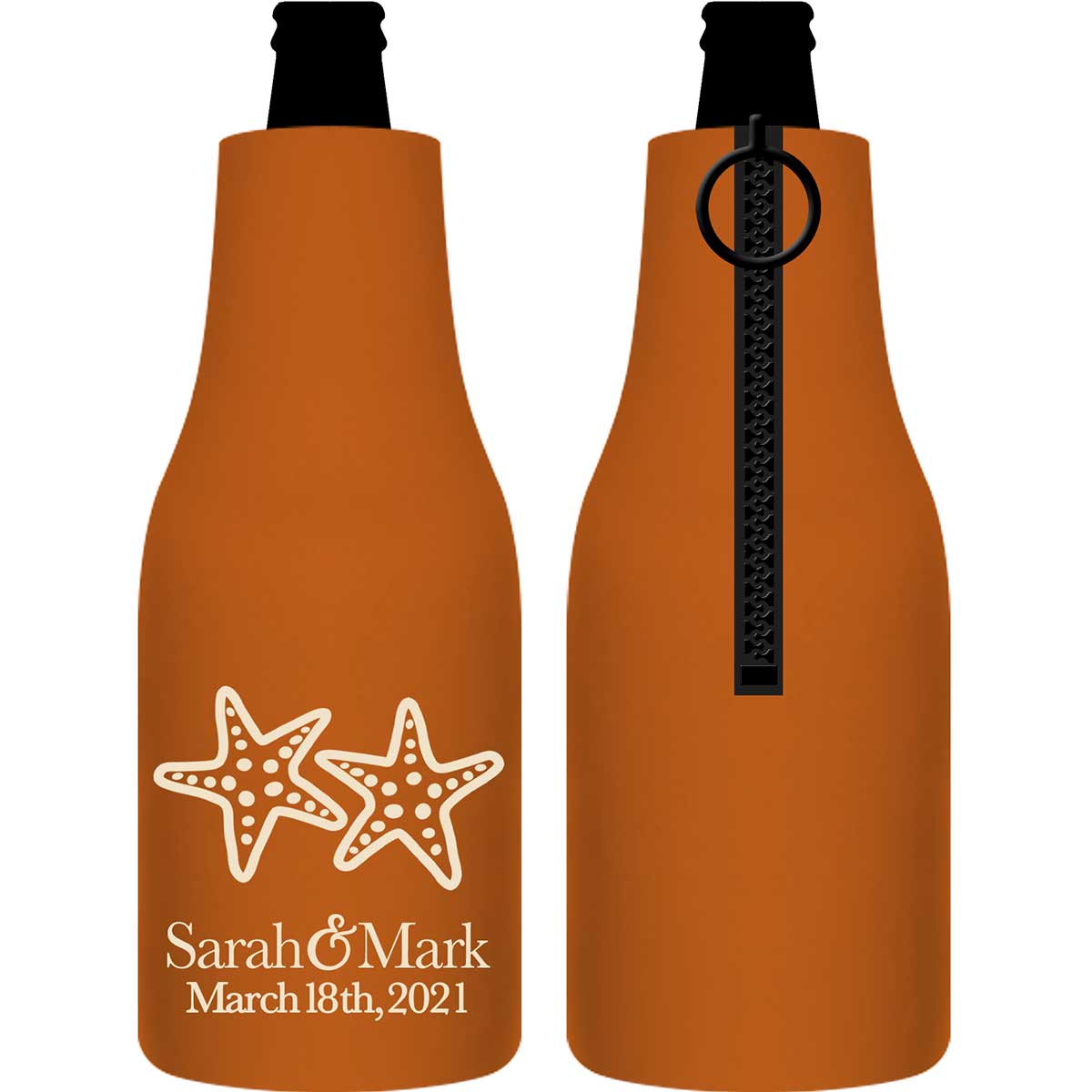 Starfish 3A Foldable Zippered Bottle Koozies Wedding Gifts for Guests
