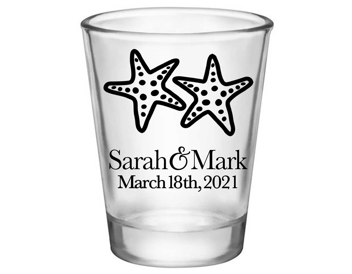 Starfish 3A Standard 1.75oz Clear Shot Glasses Beach Wedding Gifts for Guests