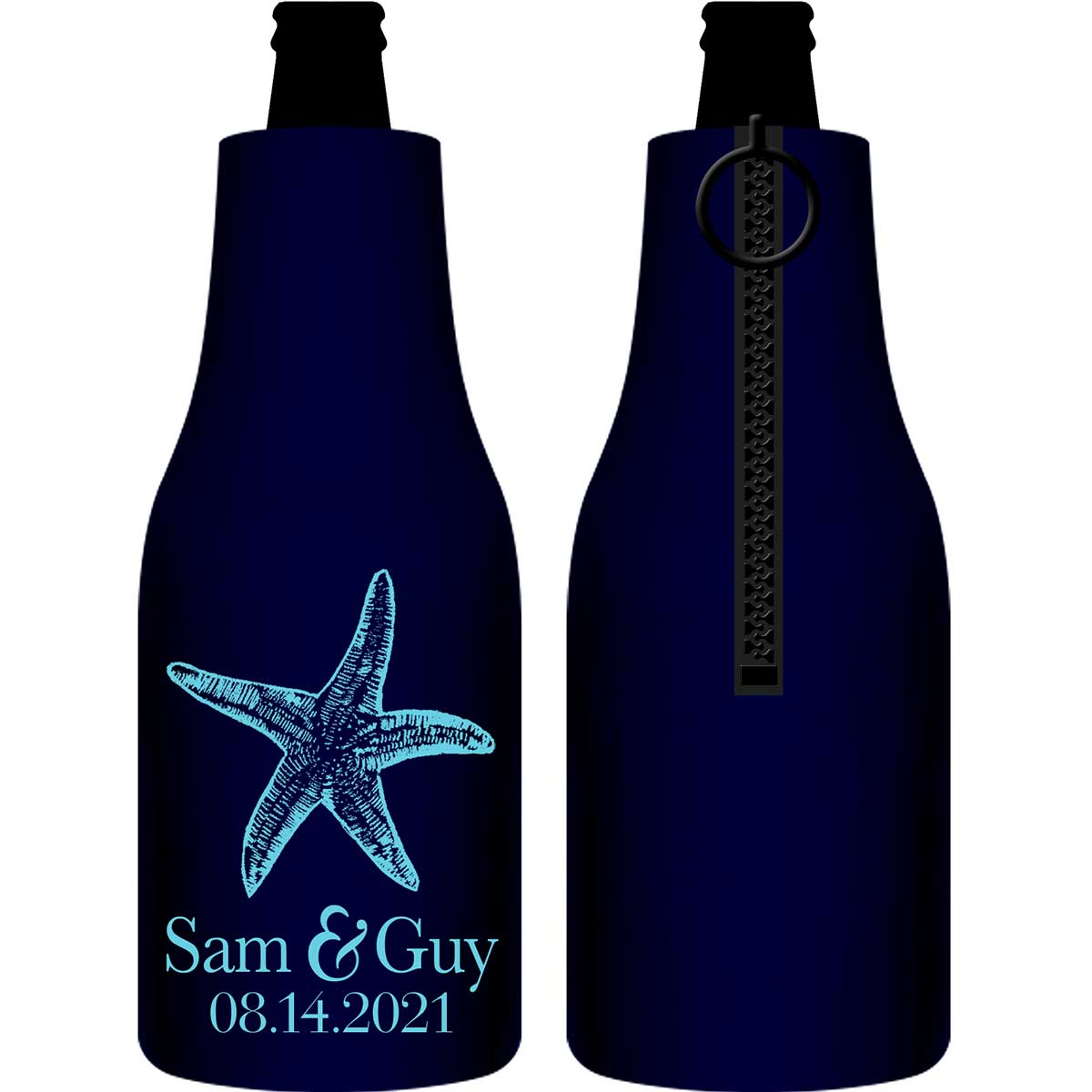 Starfish 4A Foldable Zippered Bottle Koozies Wedding Gifts for Guests