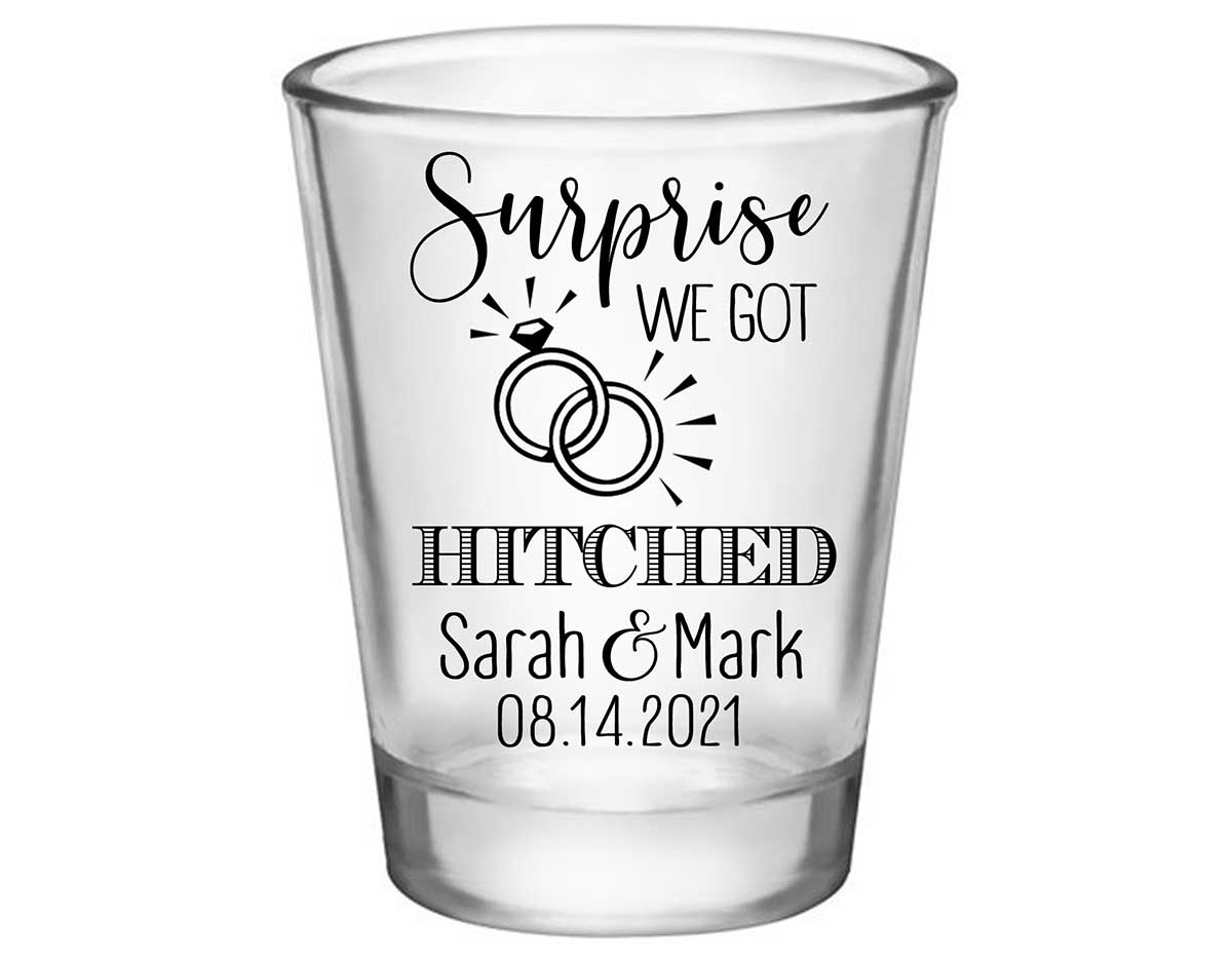 Surprise We Got Hitched 1A Standard 1.75oz Clear Shot Glasses Surprise Wedding Gifts for Guests