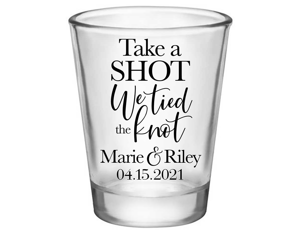 Take A Shot We Tied The Knot 2A Standard 1.75oz Clear Shot Glasses Rustic Wedding Gifts for Guests