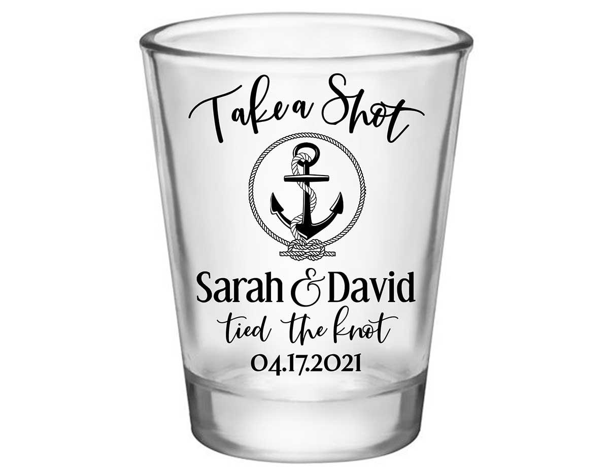 Take A Shot We Tied The Knot 5A Standard 1.75oz Clear Shot Glasses Rustic Wedding Gifts for Guests