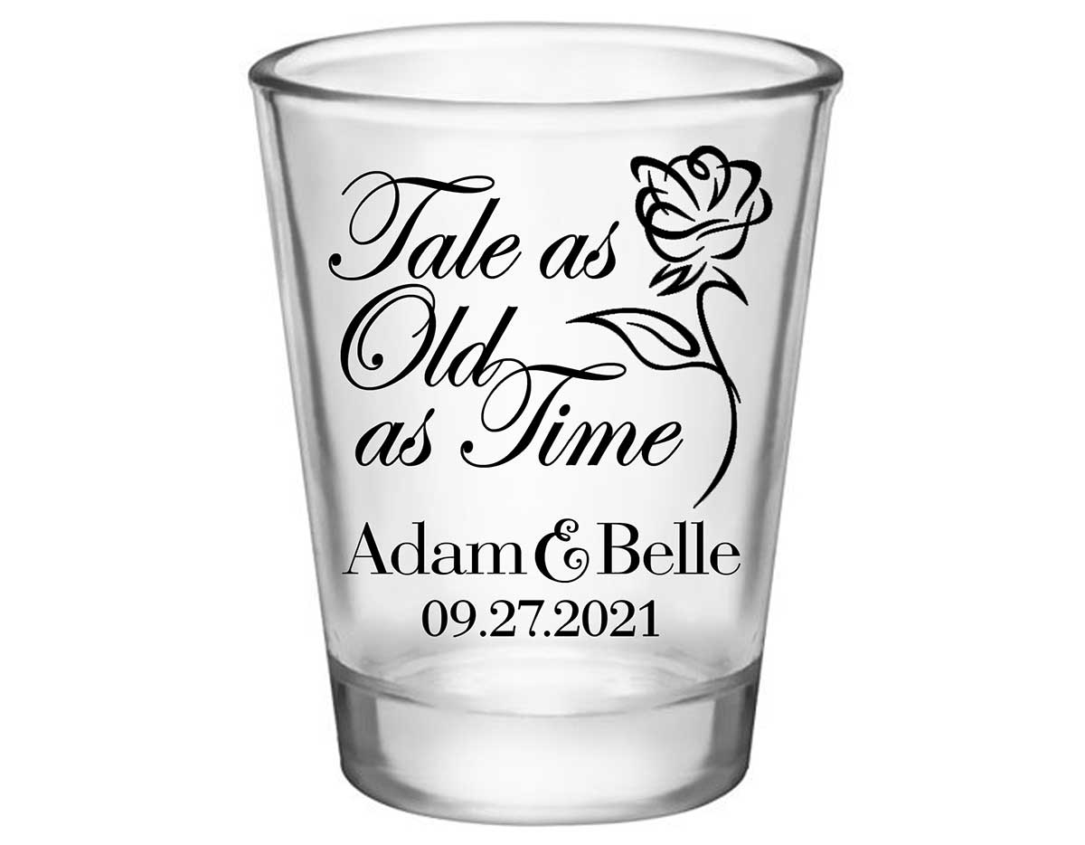 Tale As Old As Time 1A Standard 1.75oz Clear Shot Glasses Beauty and The Beast Wedding Gifts for Guests