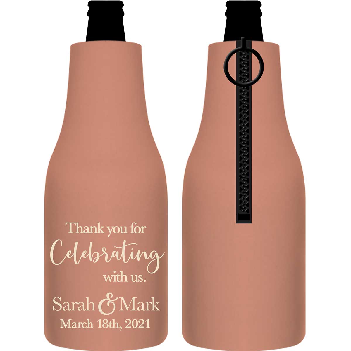 Thank You For Celebrating With Us 1A Foldable Zippered Bottle Koozies Wedding Gifts for Guests
