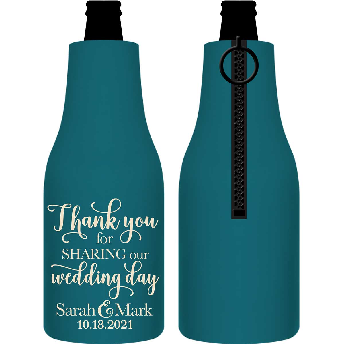 Thank You For Sharing Our Wedding Day 1A Foldable Zippered Bottle Koozies Wedding Gifts for Guests