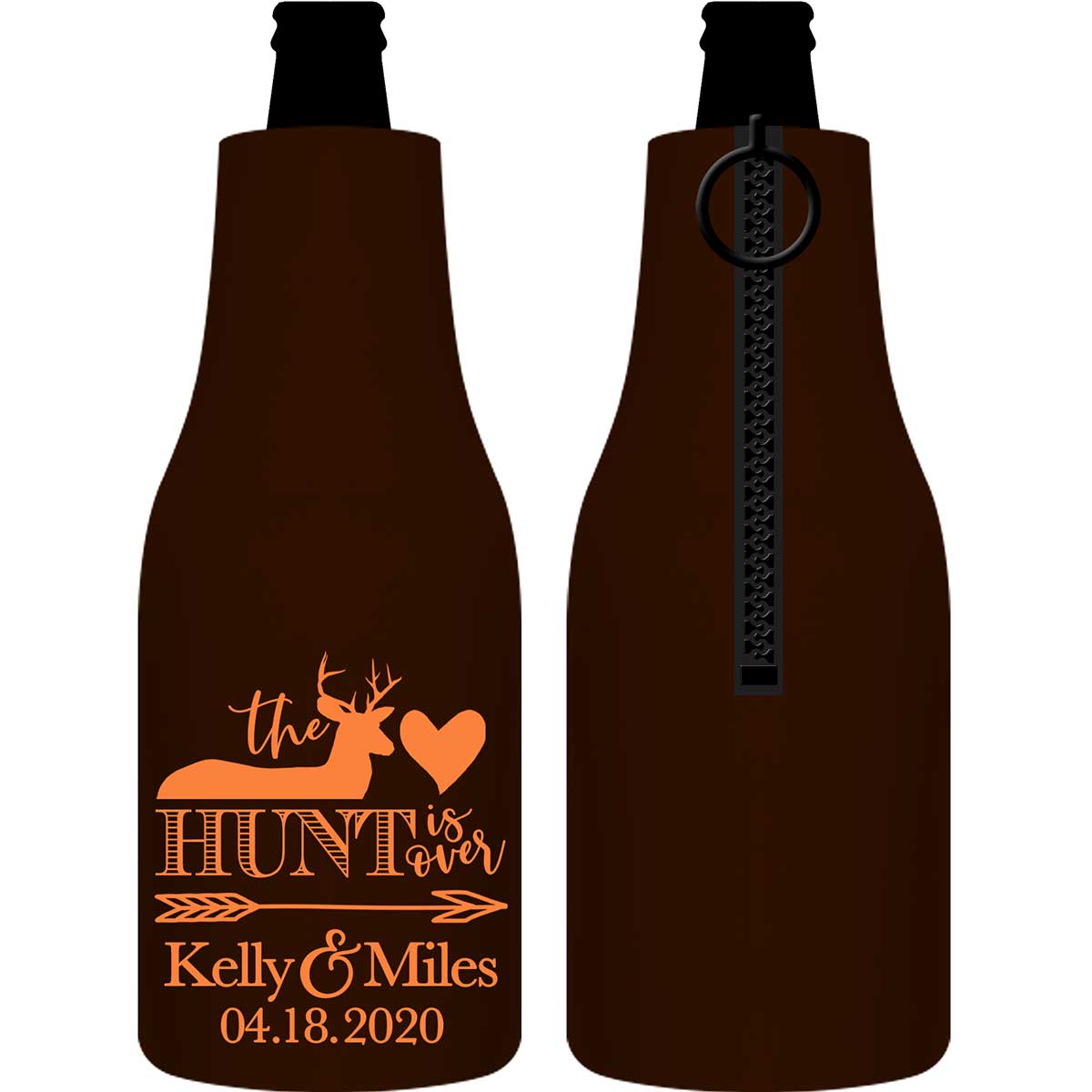 The Hunt Is Over 1A Foldable Zippered Bottle Koozies Wedding Gifts for Guests