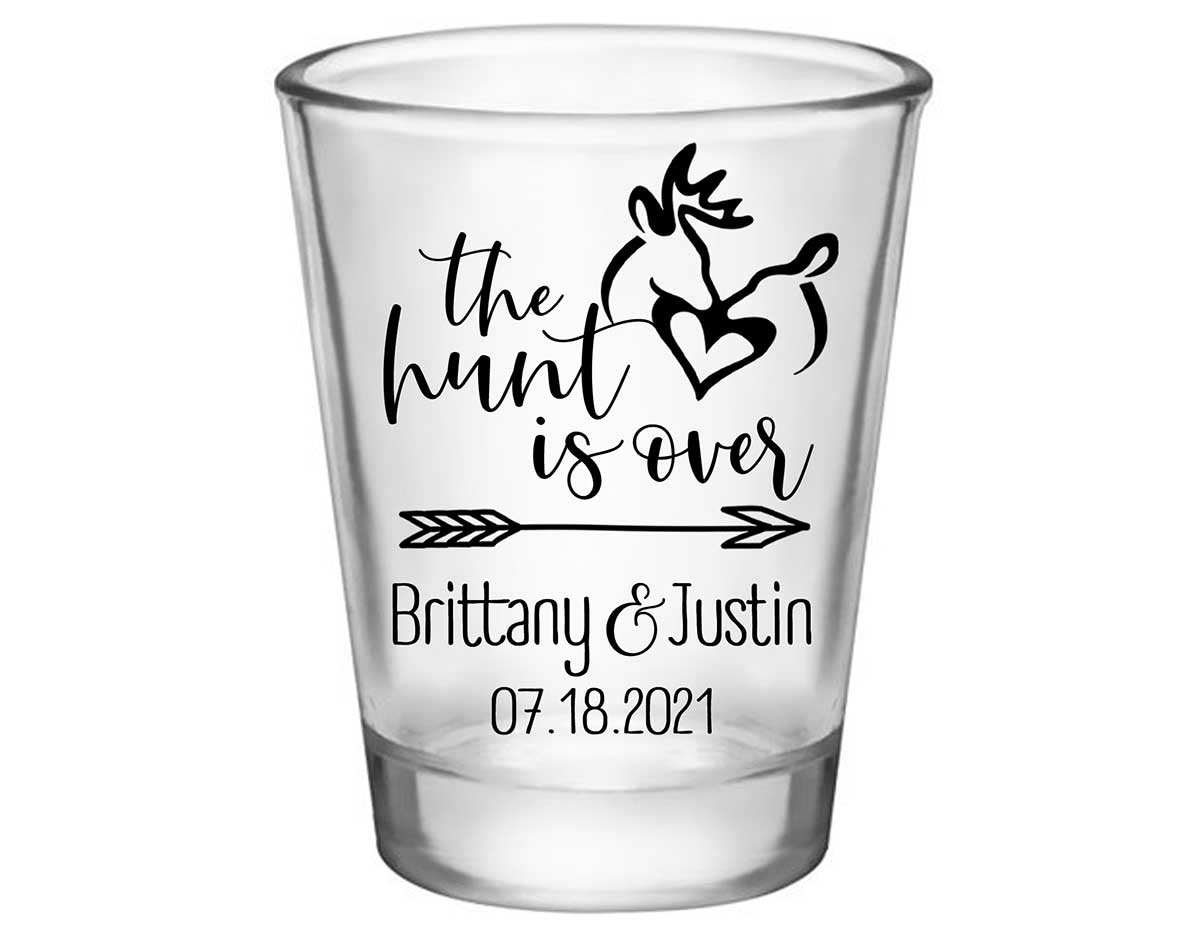 The Hunt Is Over 2A Standard 1.75oz Clear Shot Glasses Country Wedding Gifts for Guests