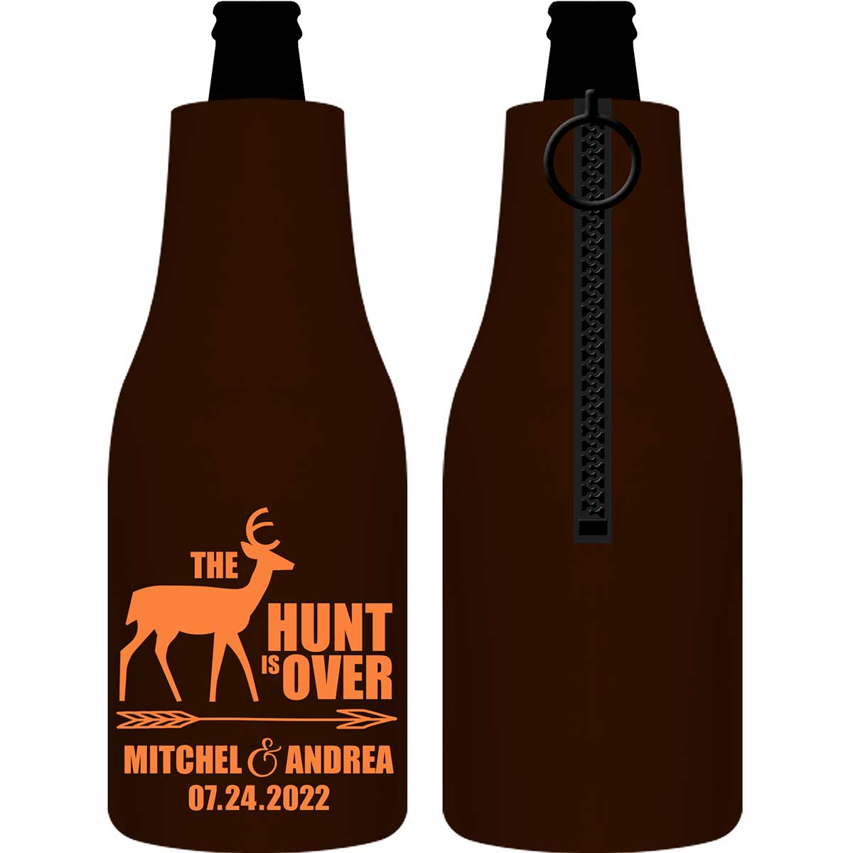 The Hunt Is Over 3A Foldable Zippered Bottle Koozies Wedding Gifts for Guests