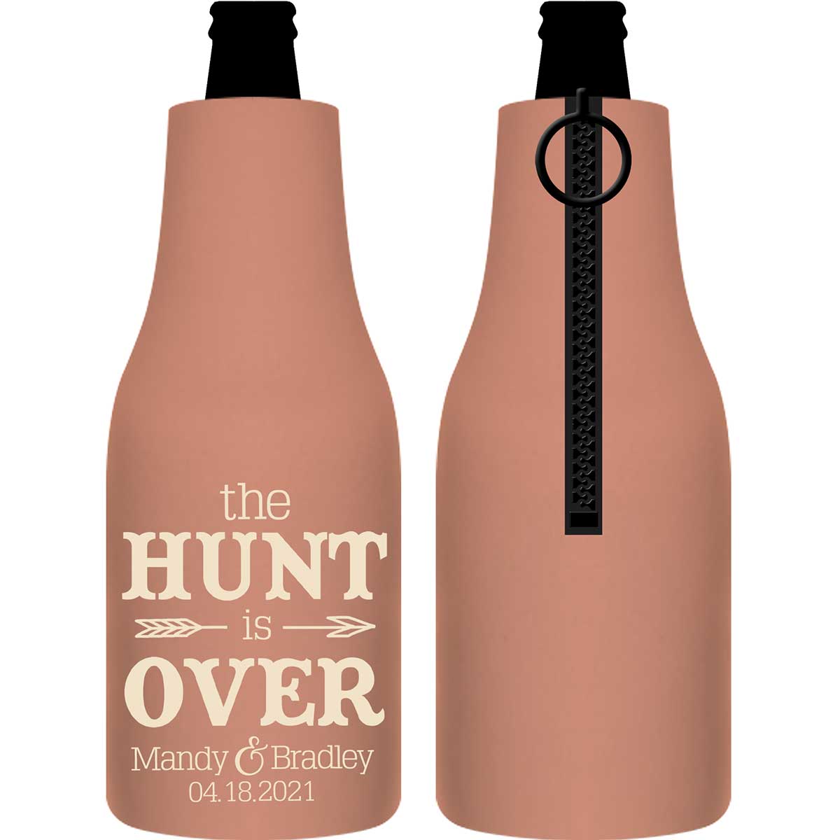 The Hunt Is Over 4A Foldable Zippered Bottle Koozies Wedding Gifts for Guests